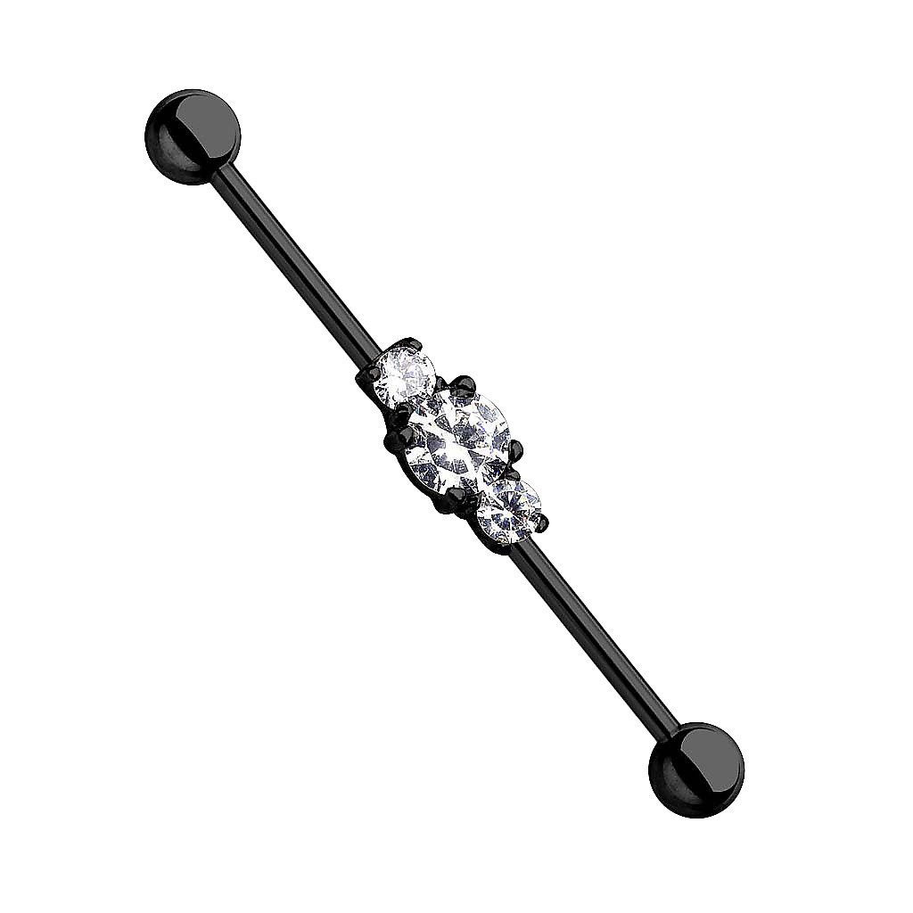 Taffstyle Piercing-Set Piercing 3 Kristalle Industrial Ohr Intim Brust, Piercing Hantel Universal Barbell Ohr Cartilage Helix Tragus Nippel
