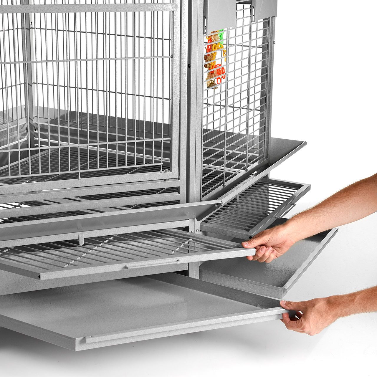 Montana Cages Vogelkäfig Eckkäfig DENVER - Eckvoliere XXL, Papageienkäfig, Papageienvoliere, Platinum