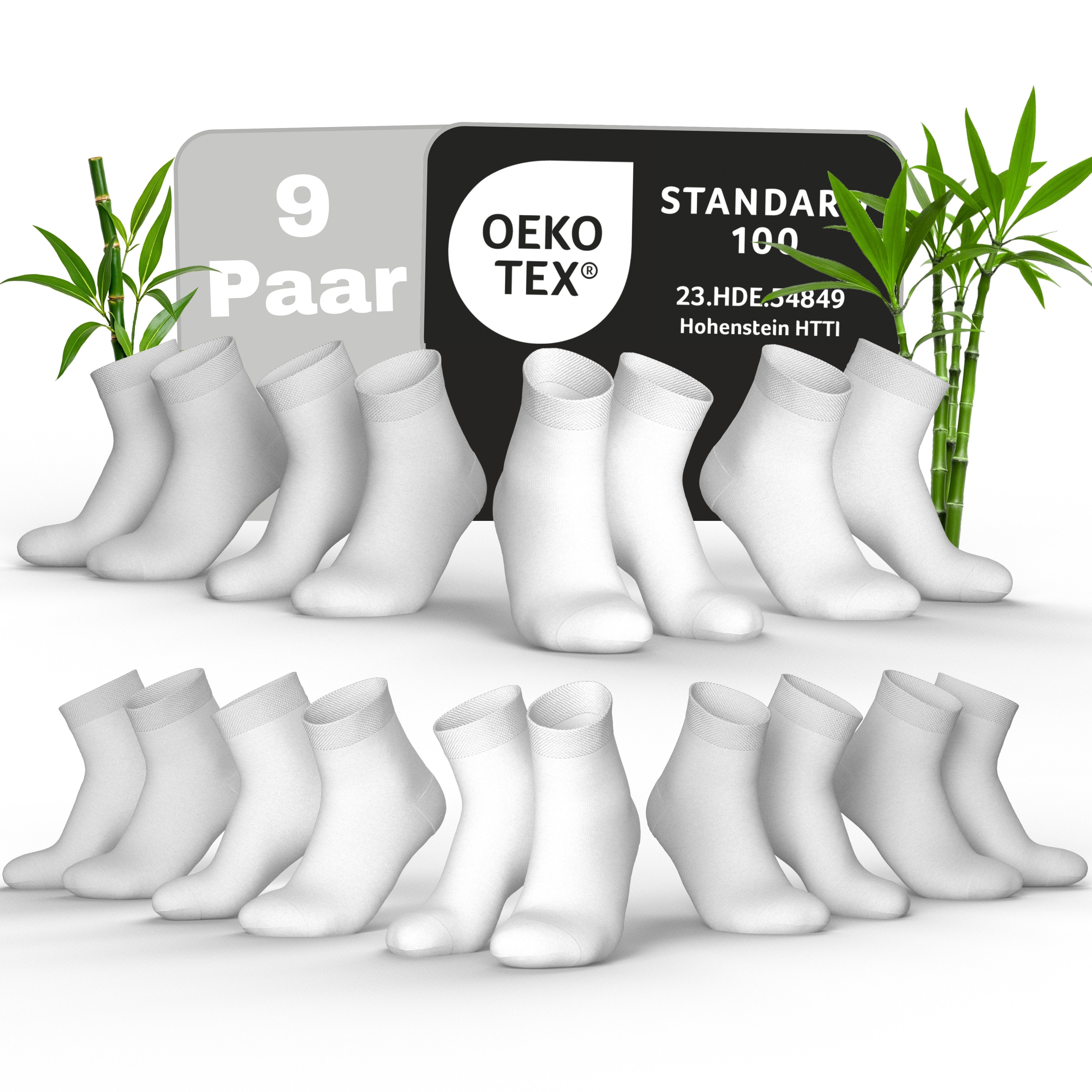 MEDOLY Komfortsocken Bambus Quarter-Socken gegen Schweißfüße, mit 72% Viskose (9 Paar) aus Bambus-Zellstoff