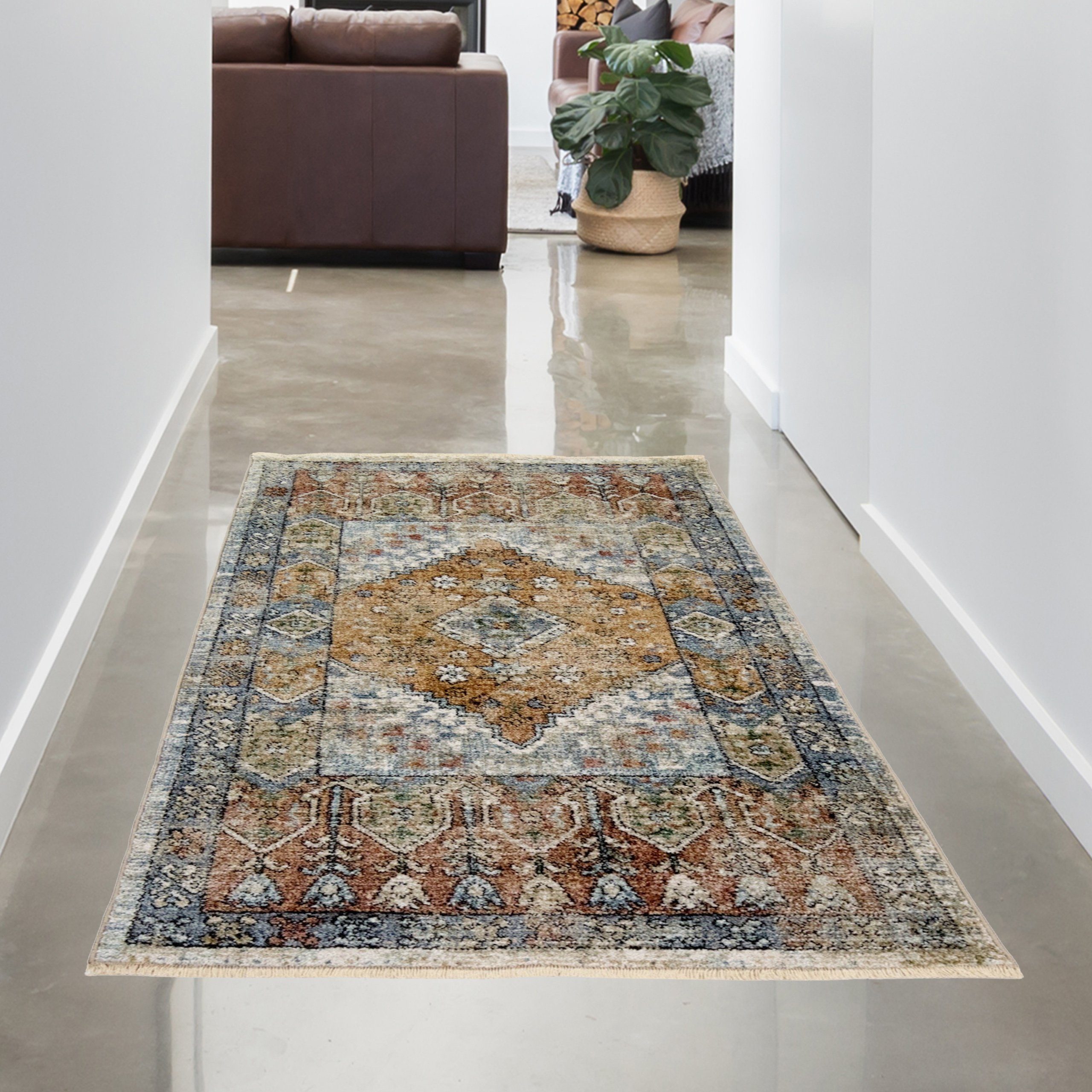 Teppich Teppich für Wohn- & Schlafzimmer mit Blumenverzierungen bunt,  Carpetia, rechteckig, Höhe: 10 mm | Kurzflor-Teppiche