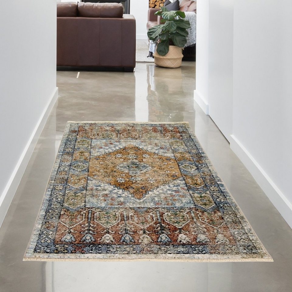 Teppich Teppich für Wohn- & Schlafzimmer mit Blumenverzierungen bunt,  Carpetia, rechteckig, Höhe: 10 mm