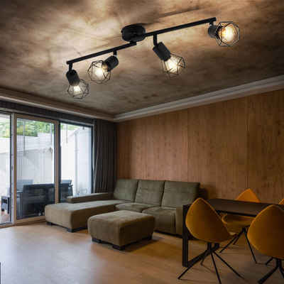 Globo LED Deckenspot, Leuchtmittel nicht inklusive, Decken Lampe schwarz Wohn Ess Zimmer Beleuchtung Retro Käfig Strahler