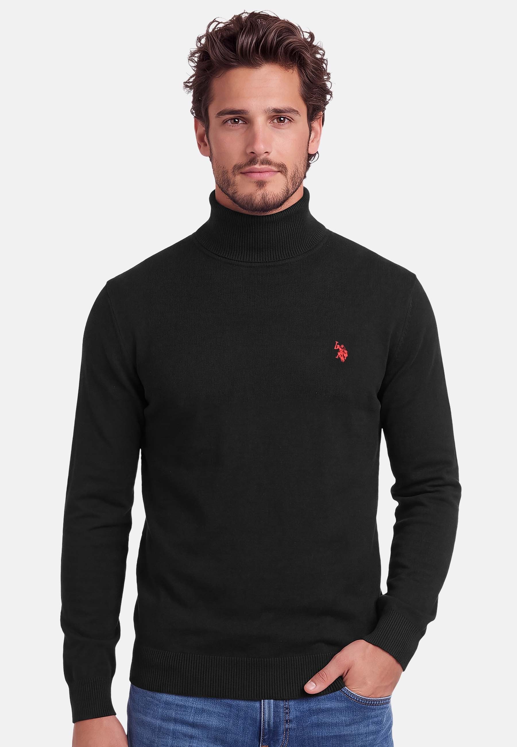 U.S. Polo Assn. Rollkragenpullover aus reiner Baumwolle mit Logostickerei Klassischer Herrenpullover mit Rippbündchen und regulärer Passform