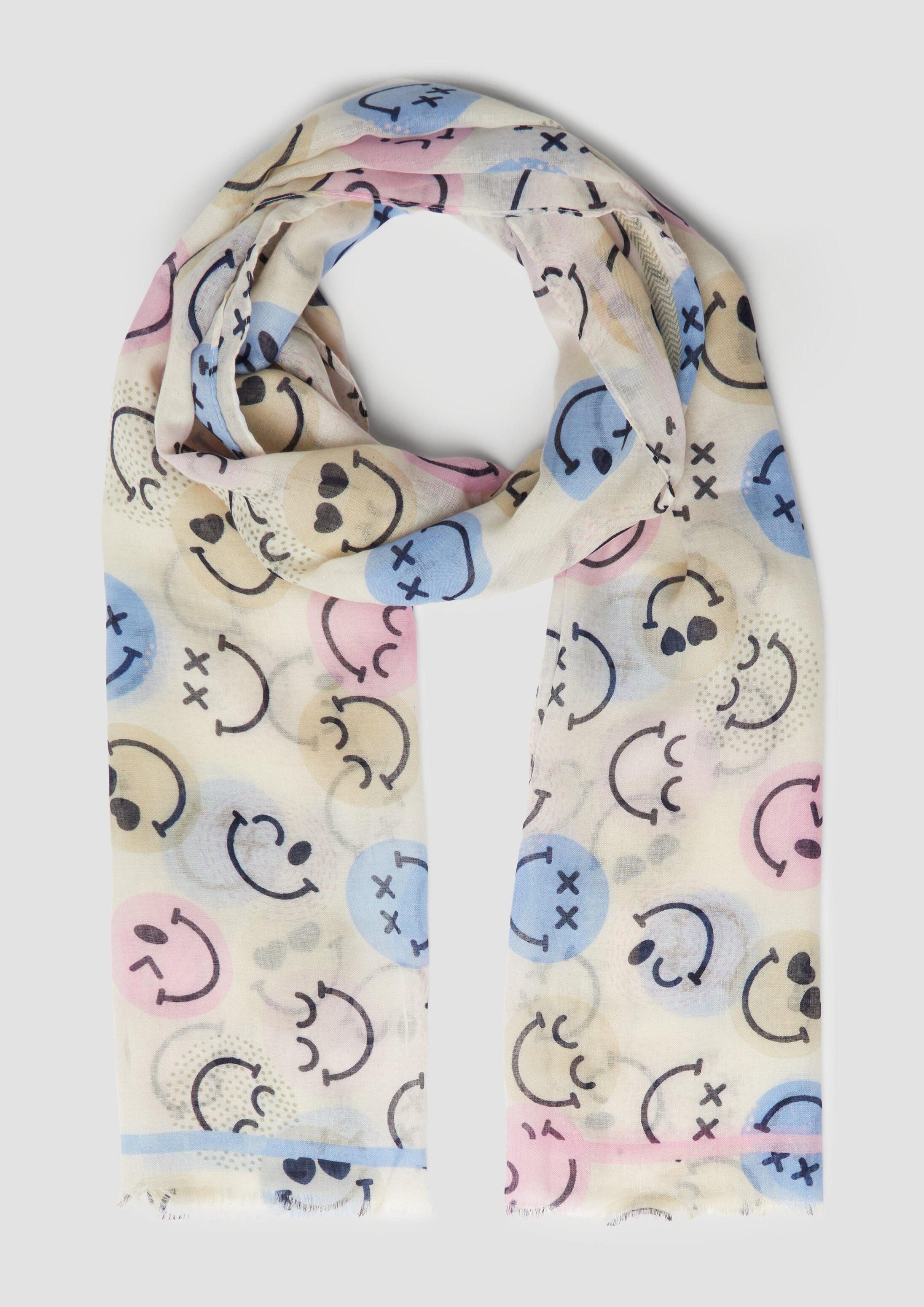 s.Oliver Schal Tuch, Leichter Schal mit S.W.-Smiley®-Print