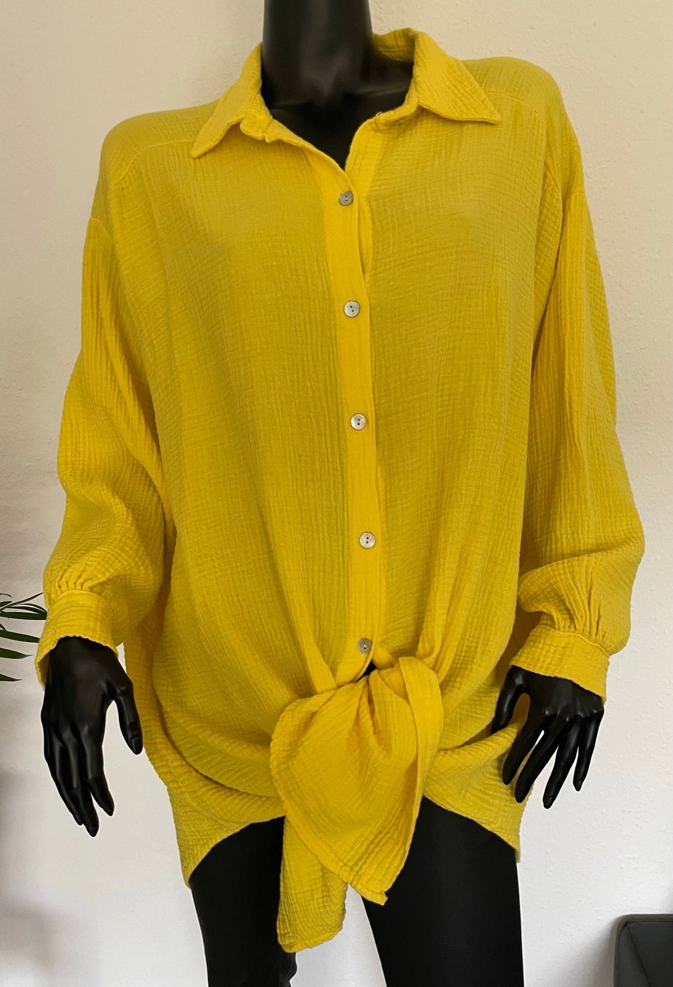 TrendFashion online Hemdbluse Musselin Bluse gelb lang