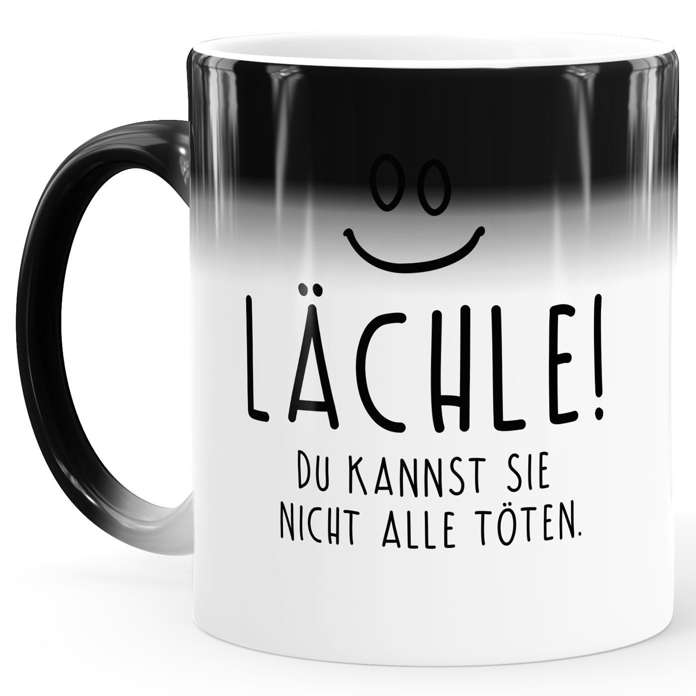 MoonWorks Tasse Zaubertasse Farbwechsel Tasse lustiger Spruch lächle du kannst sie, Keramik