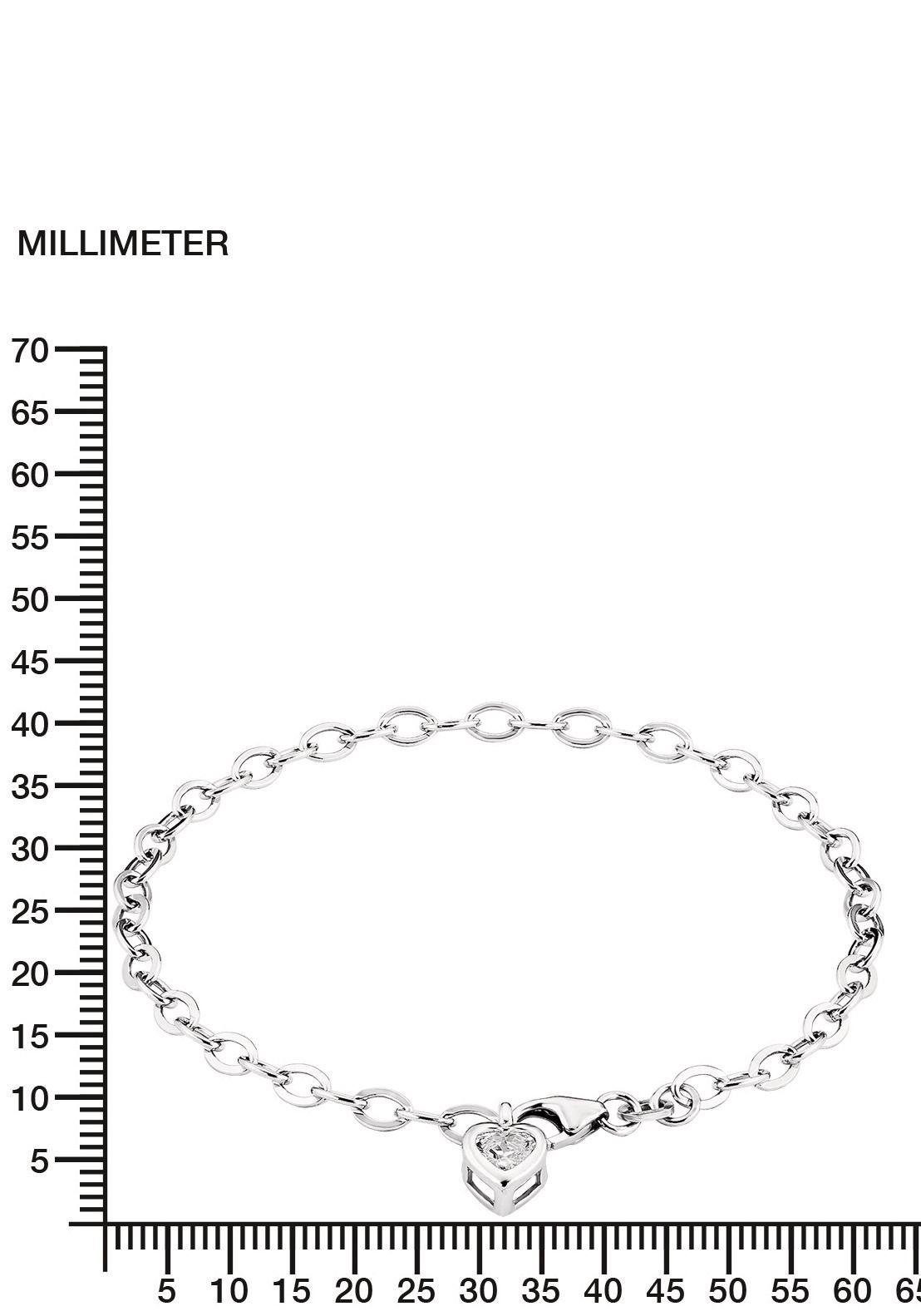 Amor Silberarmband Schmuck Geschenk Armkette Herz LIEBE, Made in Germany - mit Zirkonia (synth)