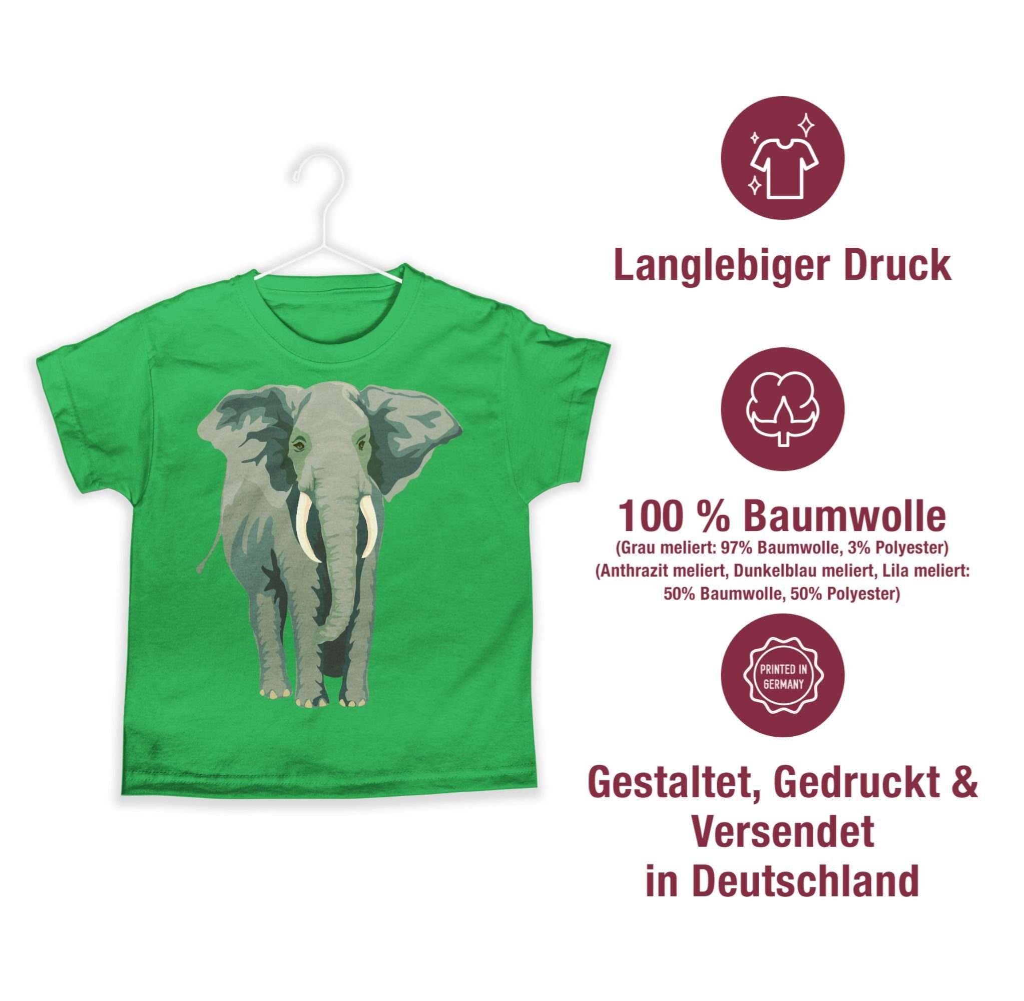 Tiermotiv Elefant Shirtracer 1 Animal Grün T-Shirt Print