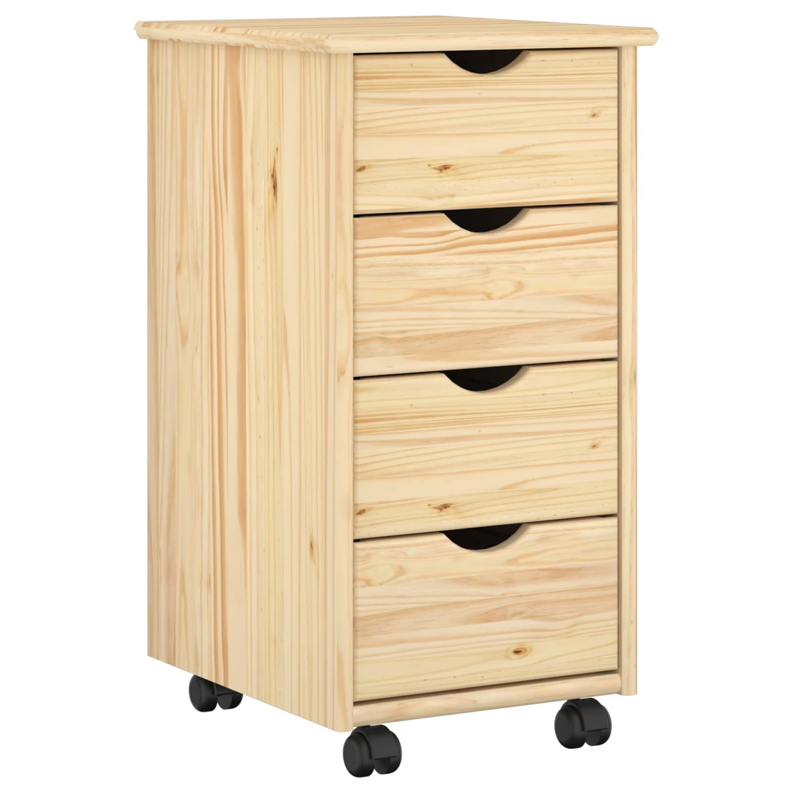 vidaXL Schranksystem Rollschrank 34 x 39 x 65,5 cm Massivholz Kiefer Braun (1-St)