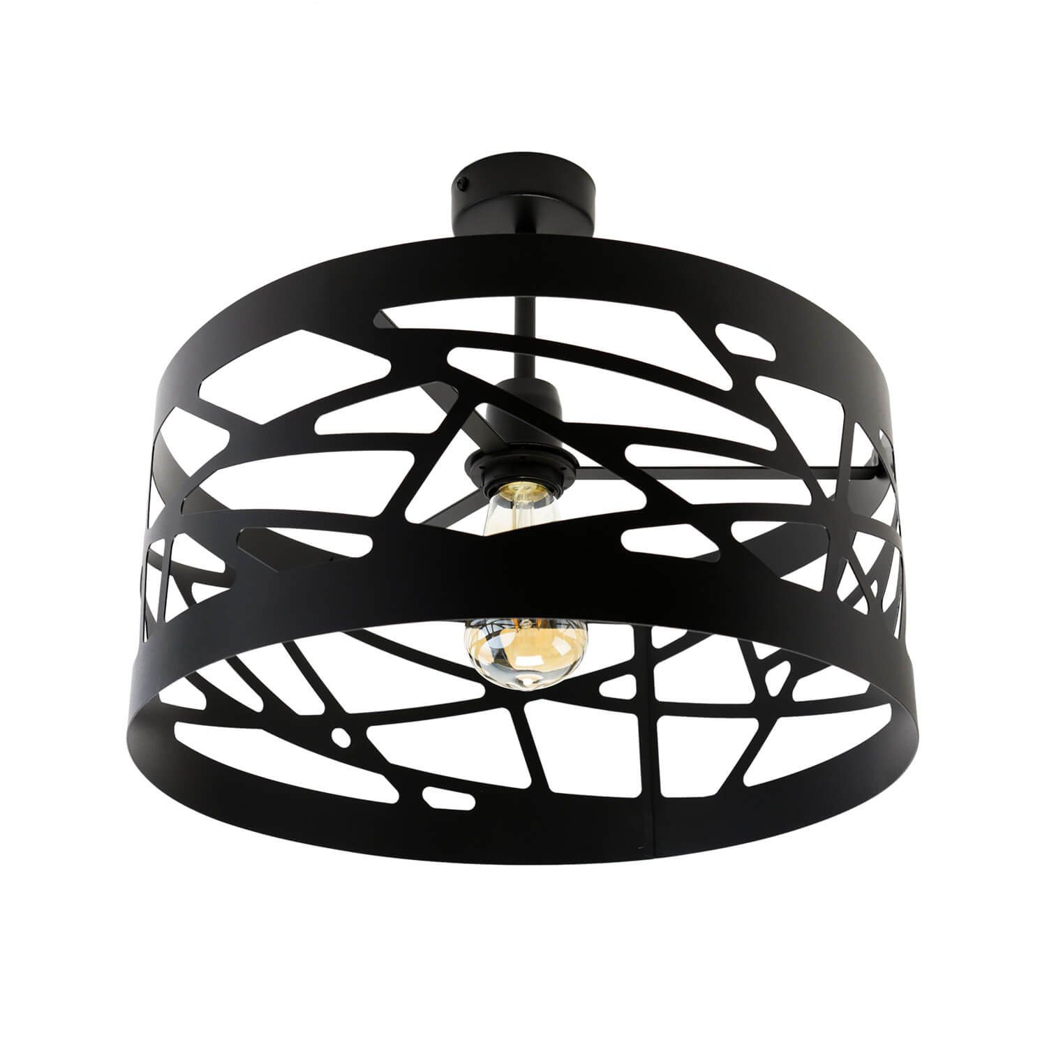 Deckenleuchte ohne Schirm Licht-Erlebnisse Metall offener abstrakt FERVA, Deckenlampe Ø39cm Leuchtmittel, modern Schwarz