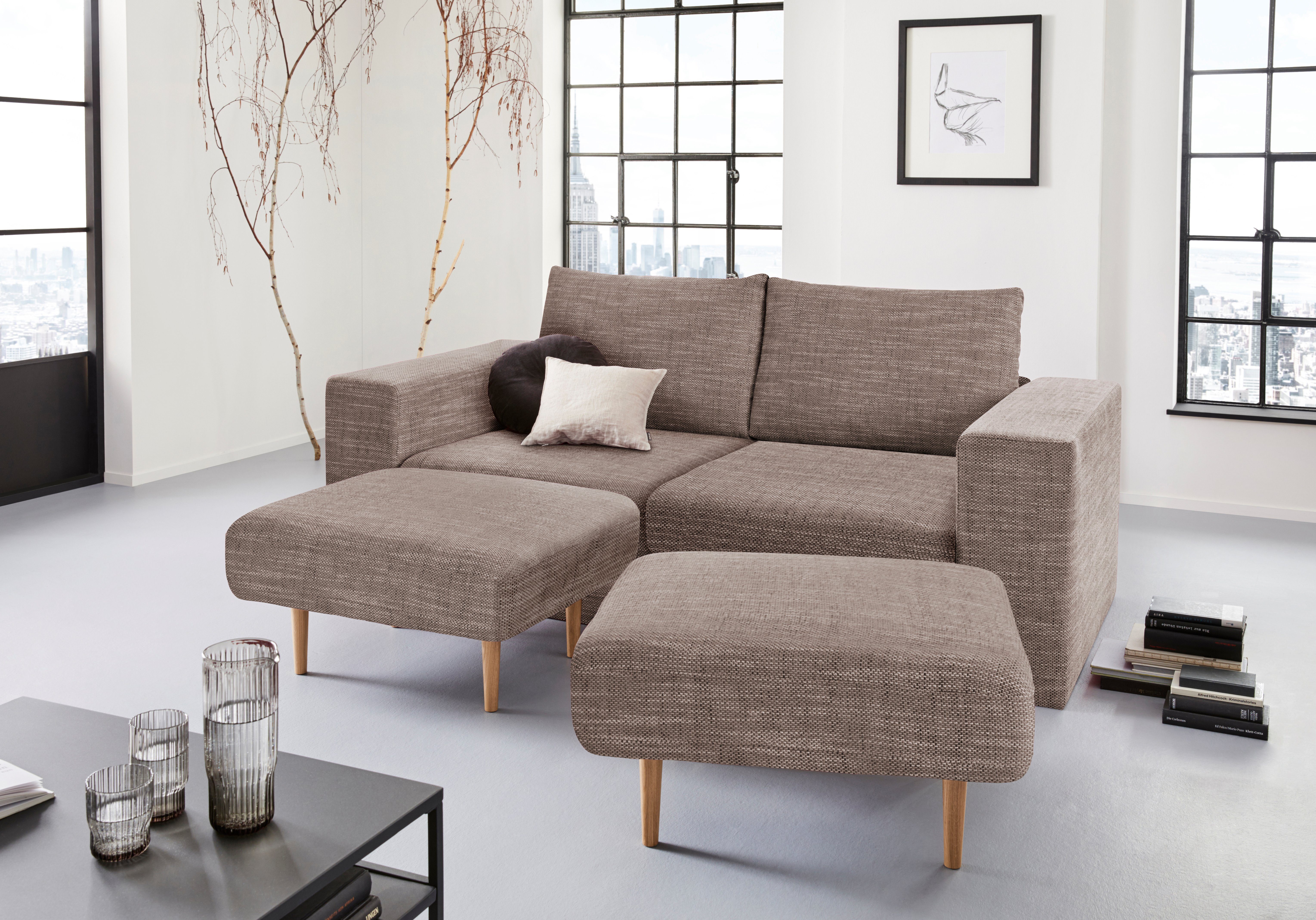 LOOKS by Wolfgang Joop 3-Sitzer Looksv, Verwandlungssofa: aus Sofa wird Sofa mit 2 Hockern