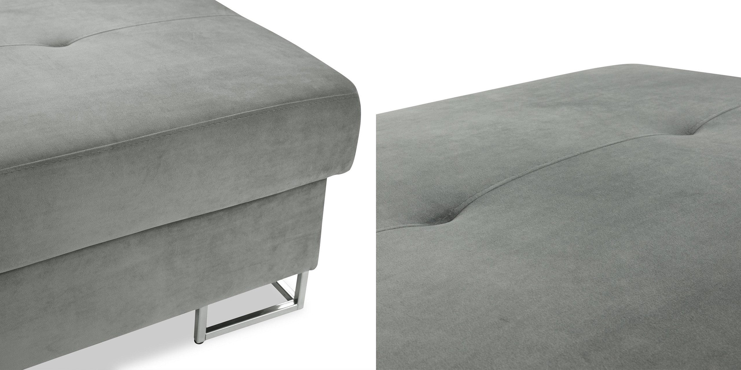 MIRJAN24 Polsterhocker Cotere Cord, 104x67x42 cm, Metallfüße in der Farbe Silber (Höhe: 9 cm)