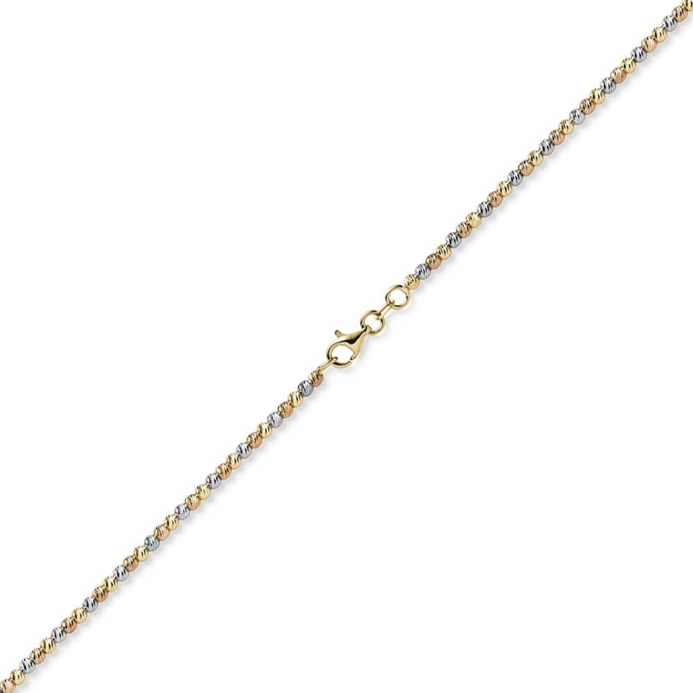 Schmuck Krone Goldarmband 2,2mm Kugelarmband aus 750 Gold tricolor 19cm, Gold 750
