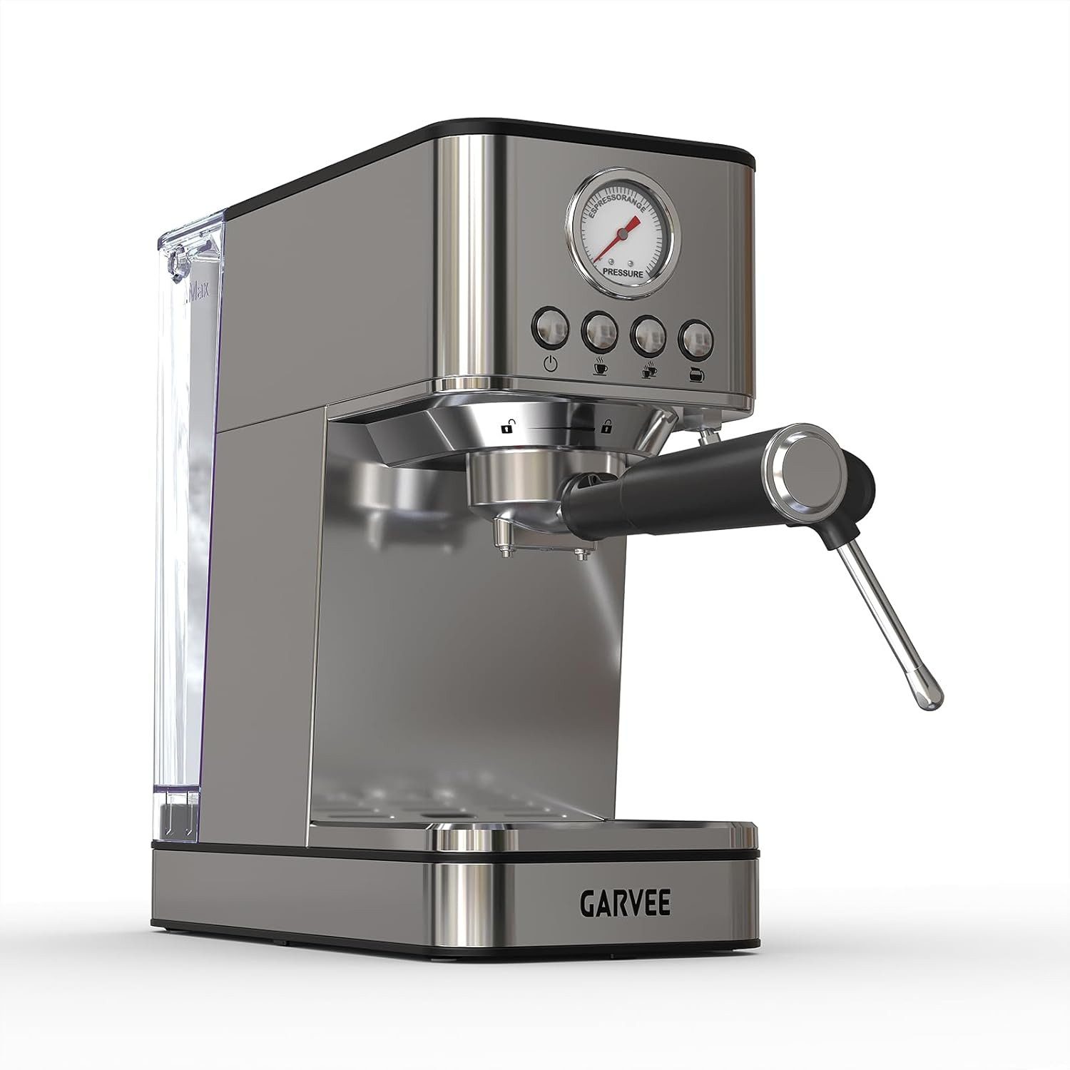 GarveeMore Siebträgermaschine EM621, 1.7l Kaffeekanne, Espressomaschine Mit Thermoblock-Schnellheizsystem & Milchschäumer