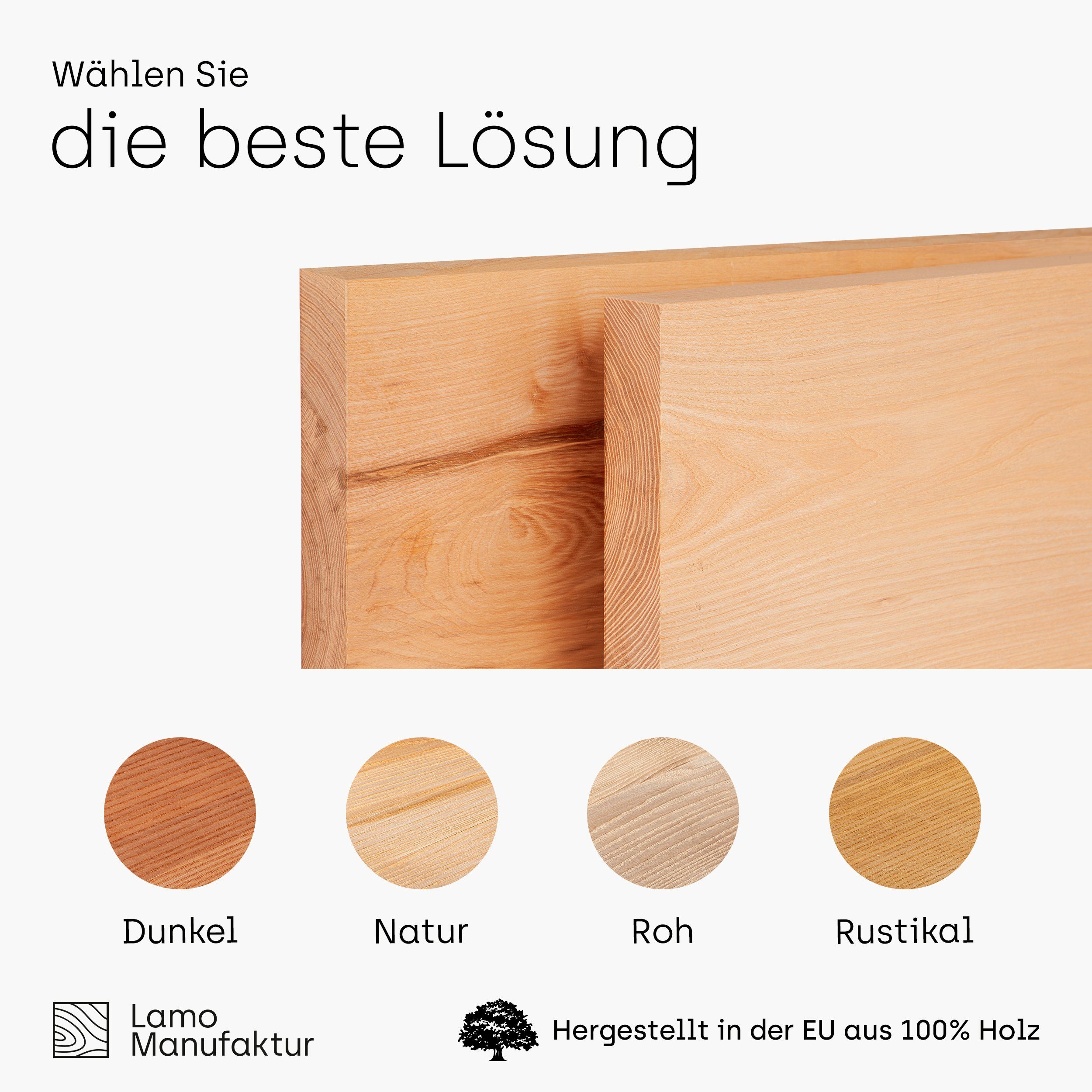 LAMO Manufaktur Waschtischplatte LWPG (Waschtisch, Konsolentischplatte), 40mm starke Massivholzplatte – Bild 3 von 5