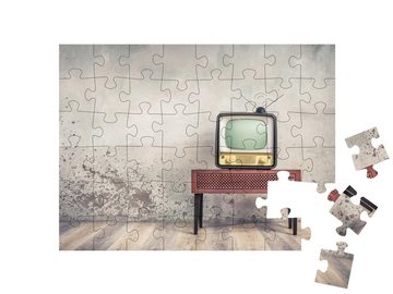 puzzleYOU Puzzle TV-Gerät aus den Anfängen des Fernsehens, 48 Puzzleteile, puzzleYOU-Kollektionen Nostalgie