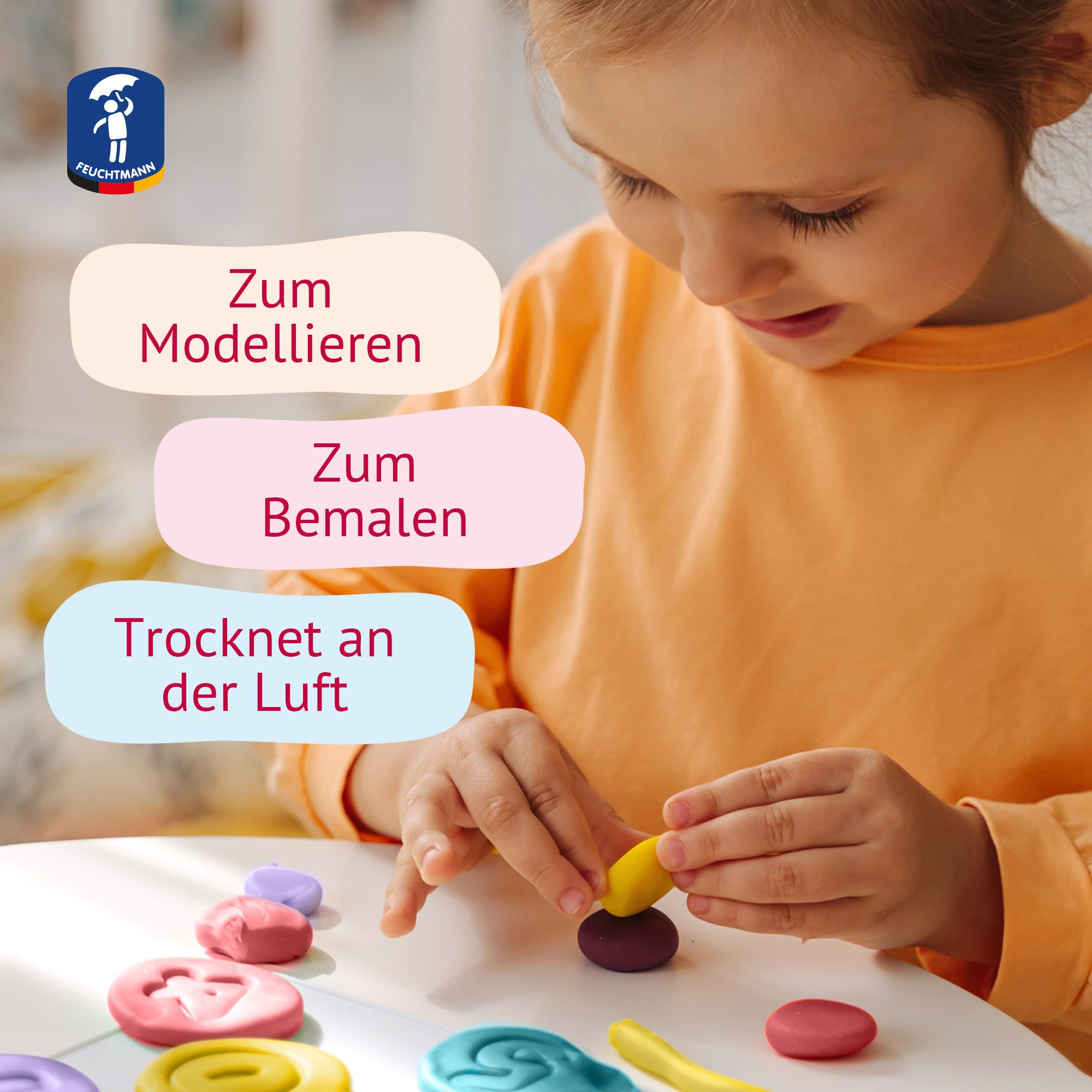 Feuchtmann Knete MEINE LIEBLINGSKNETE Pastell Edition (1-tlg), vegane glutenfreie Kinderknete ab 2 Jahren