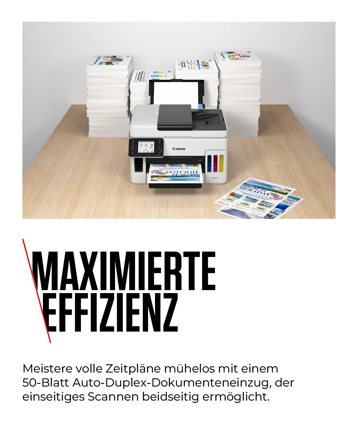 Canon MAXIFY GX6050 Tintenstrahldrucker, (LAN (Ethernet), WLAN (Wi-Fi), 3in1 Tintenstrahl-Multifunktionsgerät mit ADF + niedrigen Druckkosten)