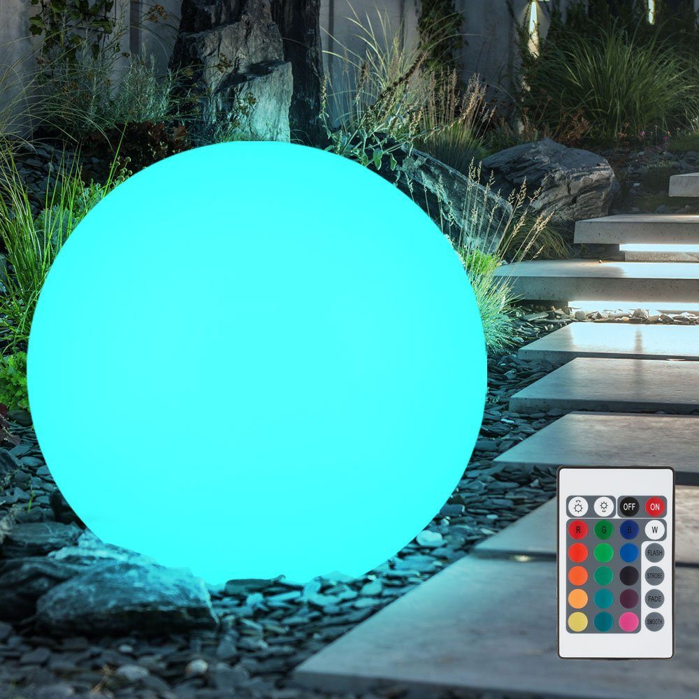 GLOBO LIGHTING LED Gartenleuchte, Leuchtmittel inklusive, Warmweiß, Farbwechsel, Kugelleuchte Außenlampe Gartenleuchte dimmbar Fernbedienung LED H 56cm