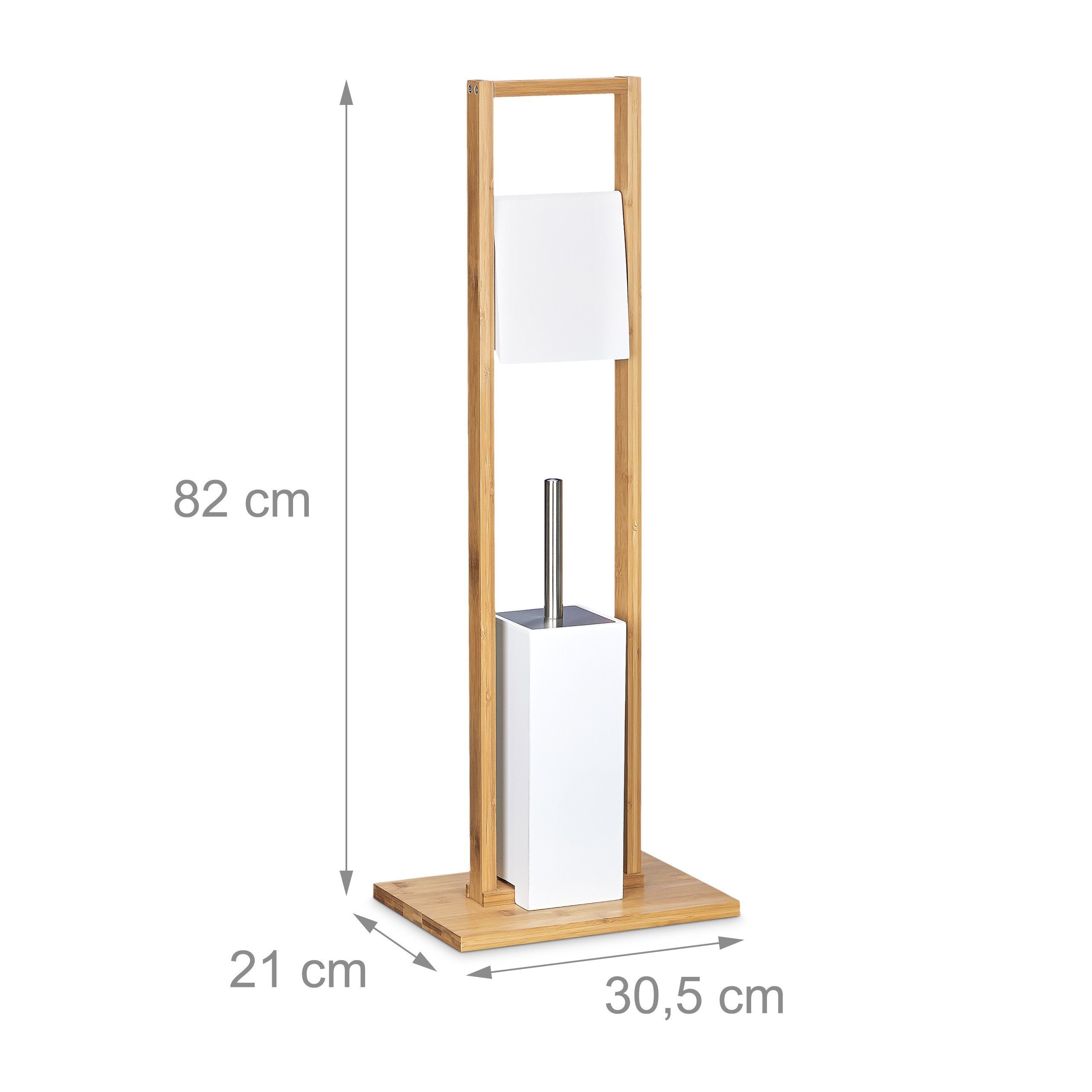 WC aus Stand Toilettenpapierhalter Garnitur relaxdays Bambus