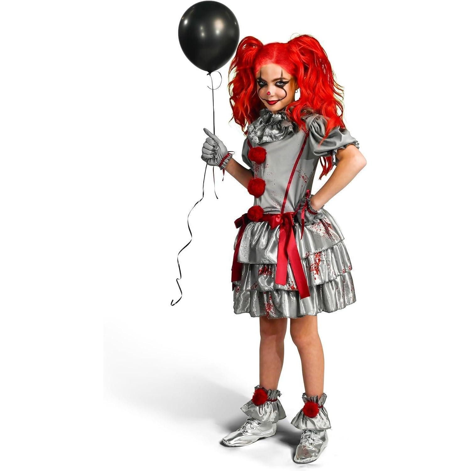 LuxusKollektion Clown-Kostüm Kostüm Mädchen Clown Halloween Cosplay Large (10 - 12 yrs) Schwarz