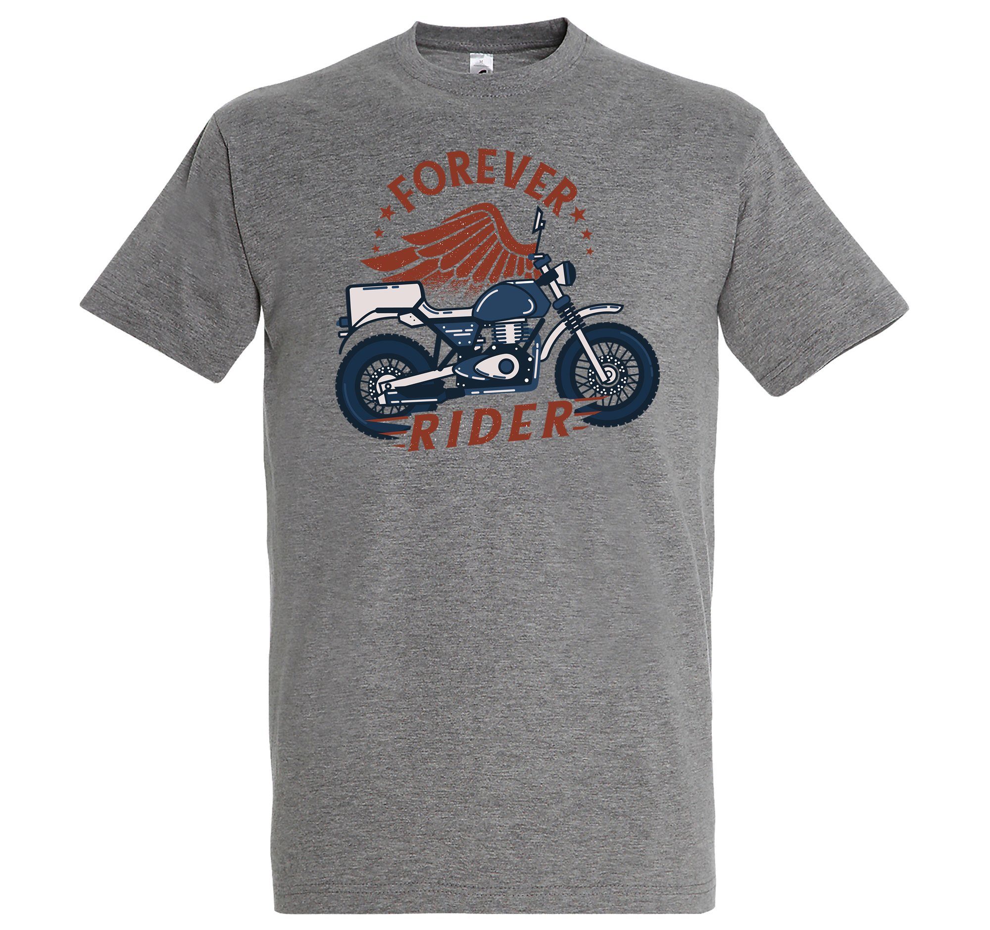 Youth Designz T-Shirt Forever Rider Herren Shirt mit trendigem Frontprint Grau