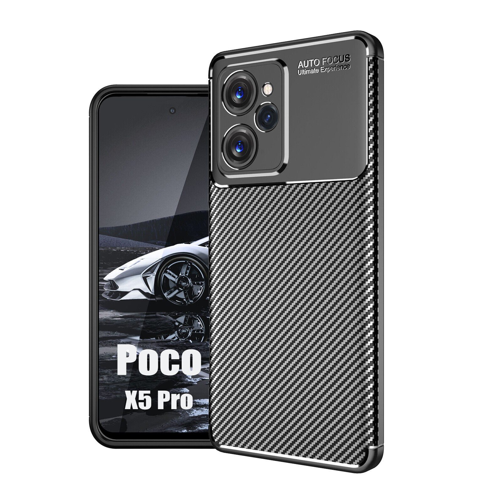 betterfon Handyhülle für Xiaomi Redmi Note 12 Pro 5G / Poco X5 Pro Silikon Case TPU Schwarz, Carbon-Look – stoßfestes Case mit Air-Cushion & Metall-Optik