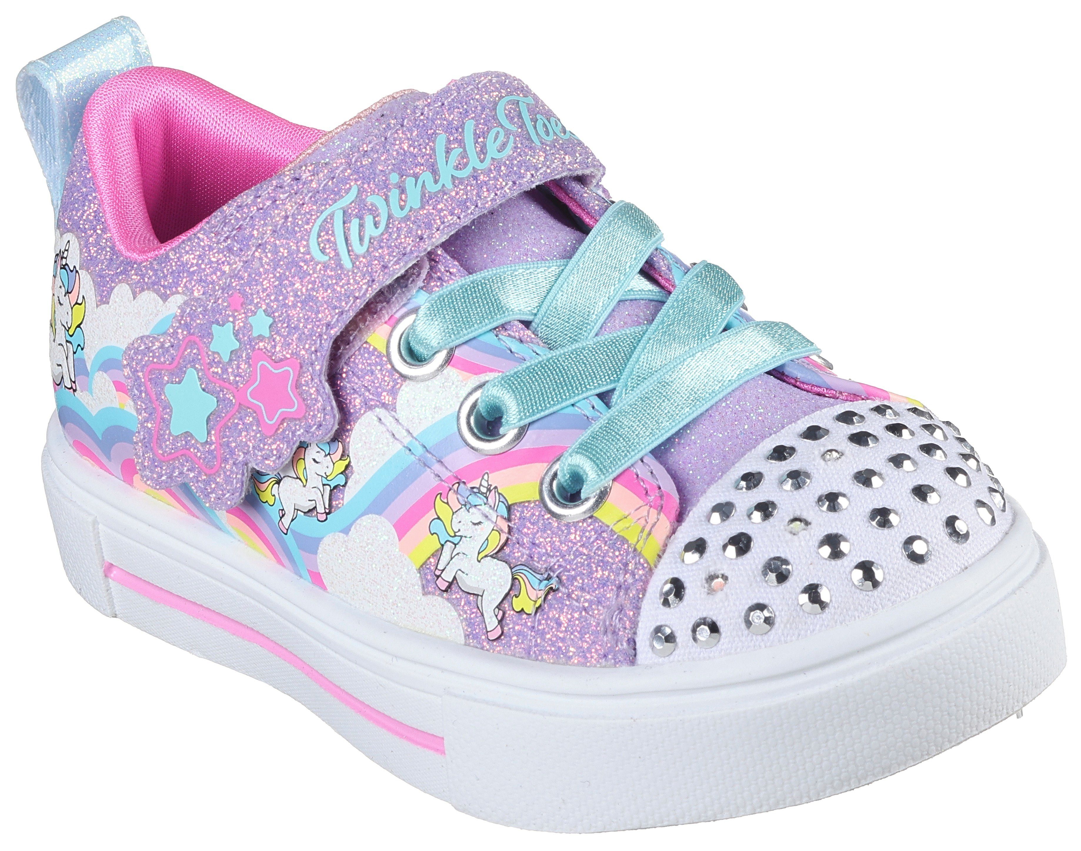 Skechers TWINKLE SPARKS - JUMPIN CLOUDS Lauflernschuh, Blink,-Klettschuh mit Nieten, Größenschablone zum Download