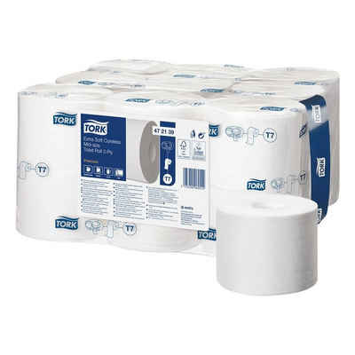 TORK Toilettenpapier Premium (18-St), 3-lagig, Midi-Rolle / hülsenlos, 550 Blatt/Rolle