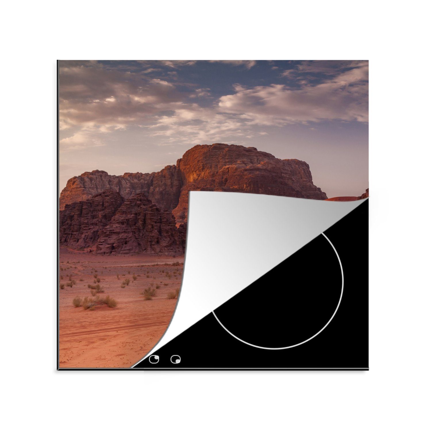 MuchoWow Herdblende-/Abdeckplatte Wadi Rum - Wüste - Gebirge, Vinyl, (1 tlg), 78x78 cm, Ceranfeldabdeckung, Arbeitsplatte für küche
