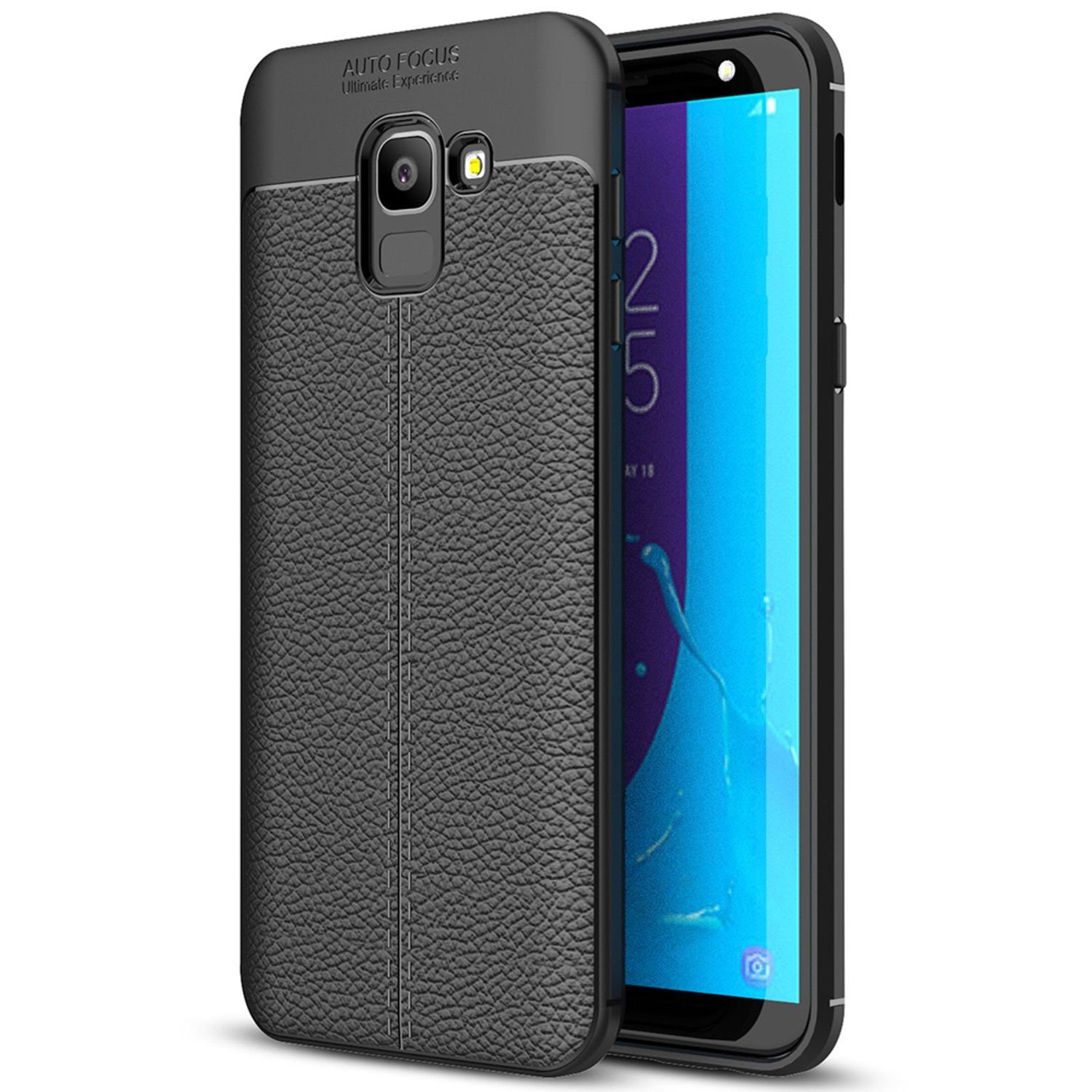 Nalia Smartphone-Hülle Samsung Galaxy J6, Leder Look Silikon Hülle / Anti-Fingerabdruck / Kratzfest / Rutschfest
