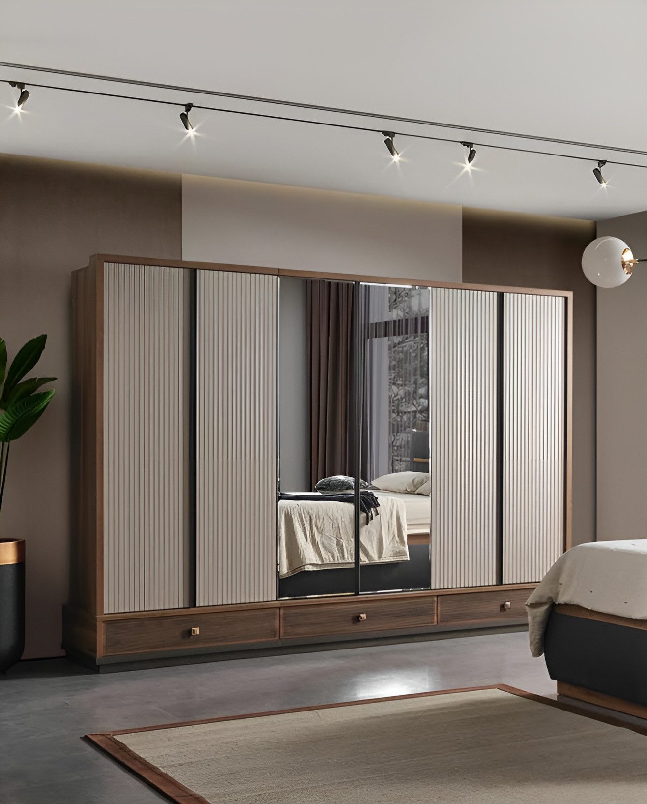 Kleiderschrank Beiger Schlafzimmer Kleiderschrank Designer Holzschrank Edle Möbel