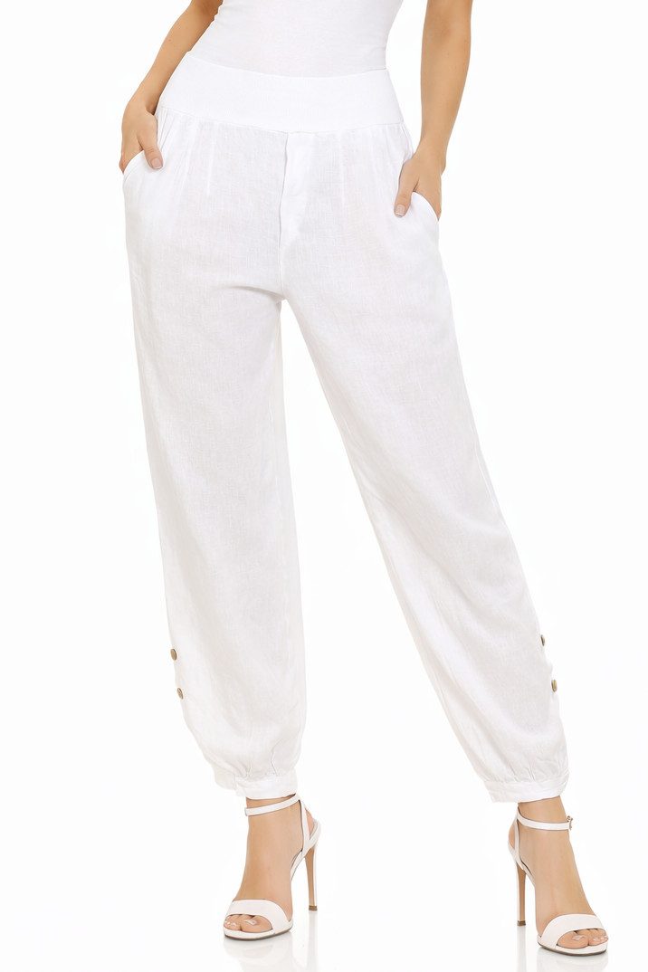 Mississhop Leinenhose Damen 100 % Leinen Extra Lang Hose– Tall Fit Sommerhose M.282