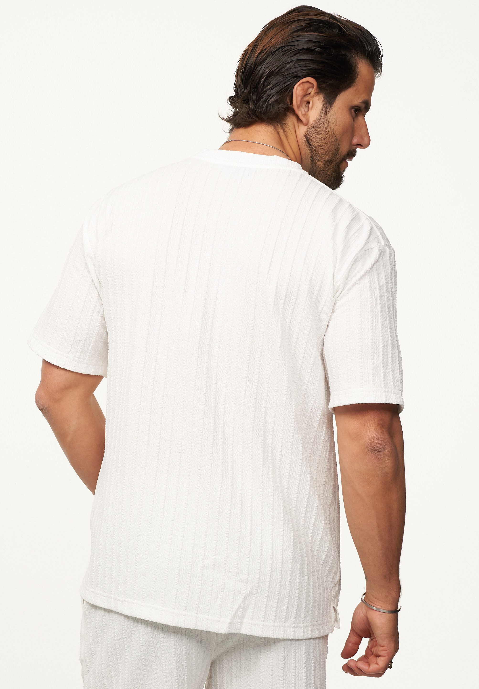 CARISMA T-Shirt mit Strickstruktur & Rundhals für Herren Kurzarm Shirt mit Crew-Neck Ausschnitt im Regular-Fit