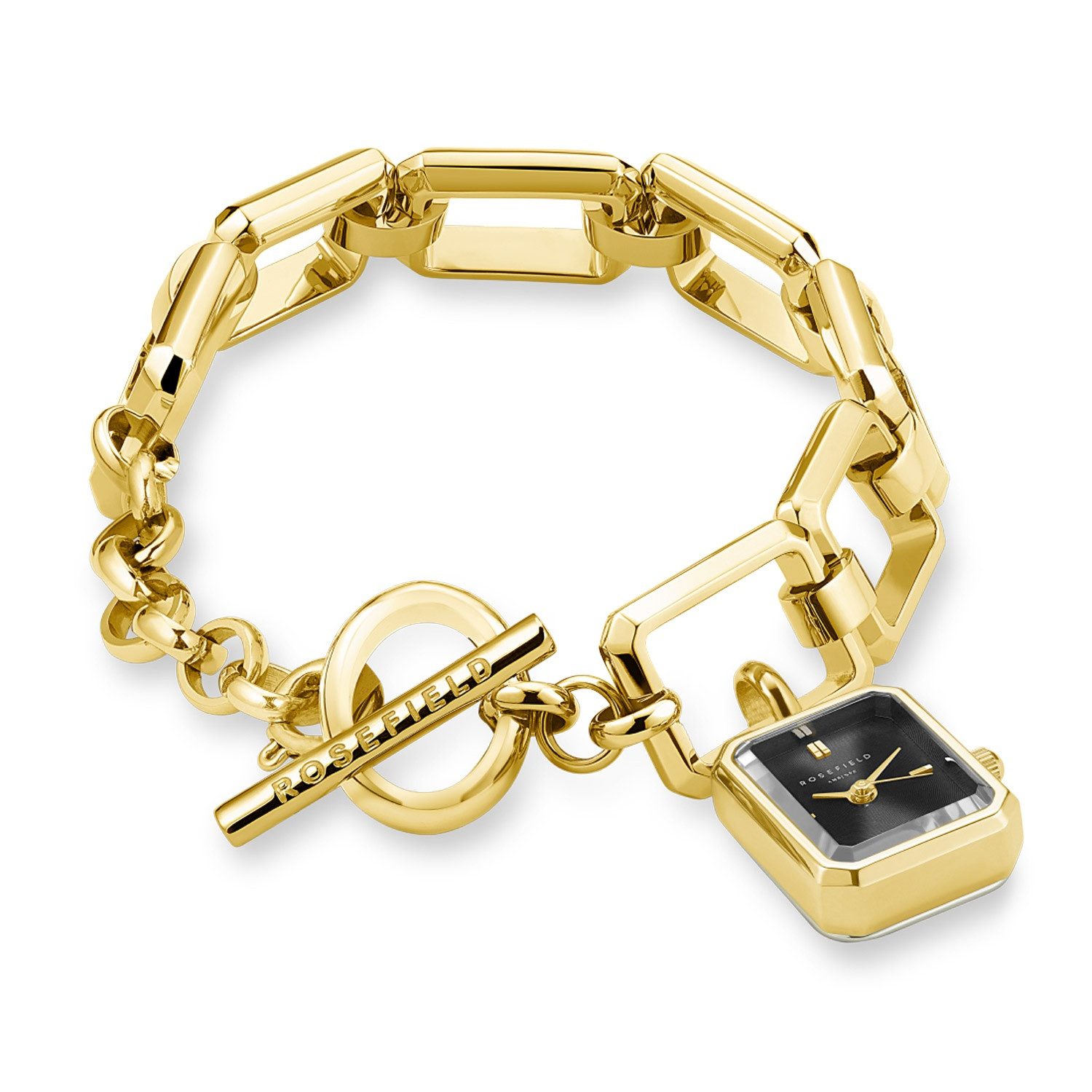 ROSEFIELD Quarzuhr Schmuckuhr Studio Octagon Chain Goldfarben/Schwarz