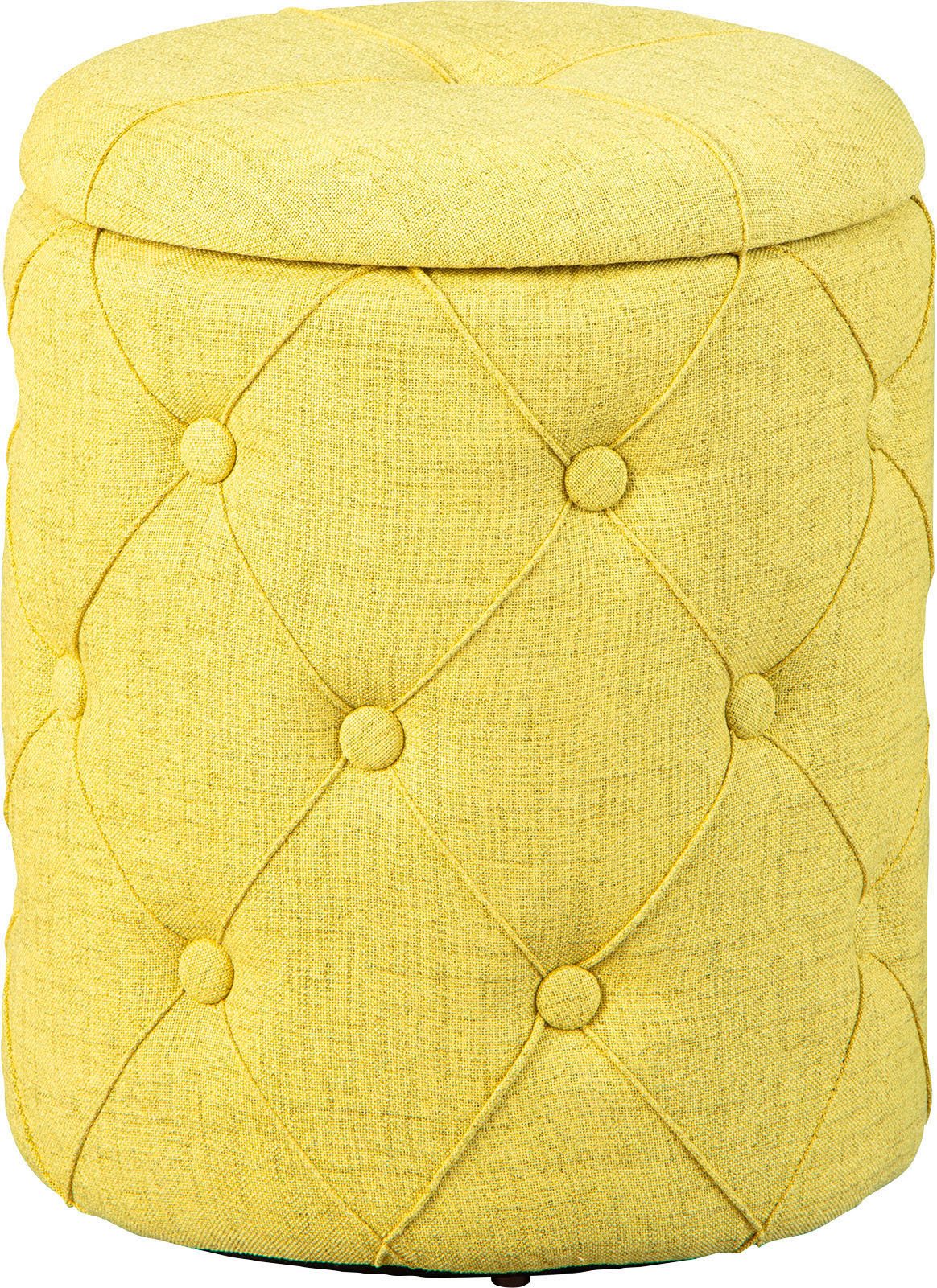 Inter Link Hocker Yapak Stauraumhocker, Sitzhocker, Pouf, moderne Trendfarben, Gelbgrün, Mit Stauraum & abnehmbarem Deckel, 100% Polyester, BxTxH: 34x34x40 cm