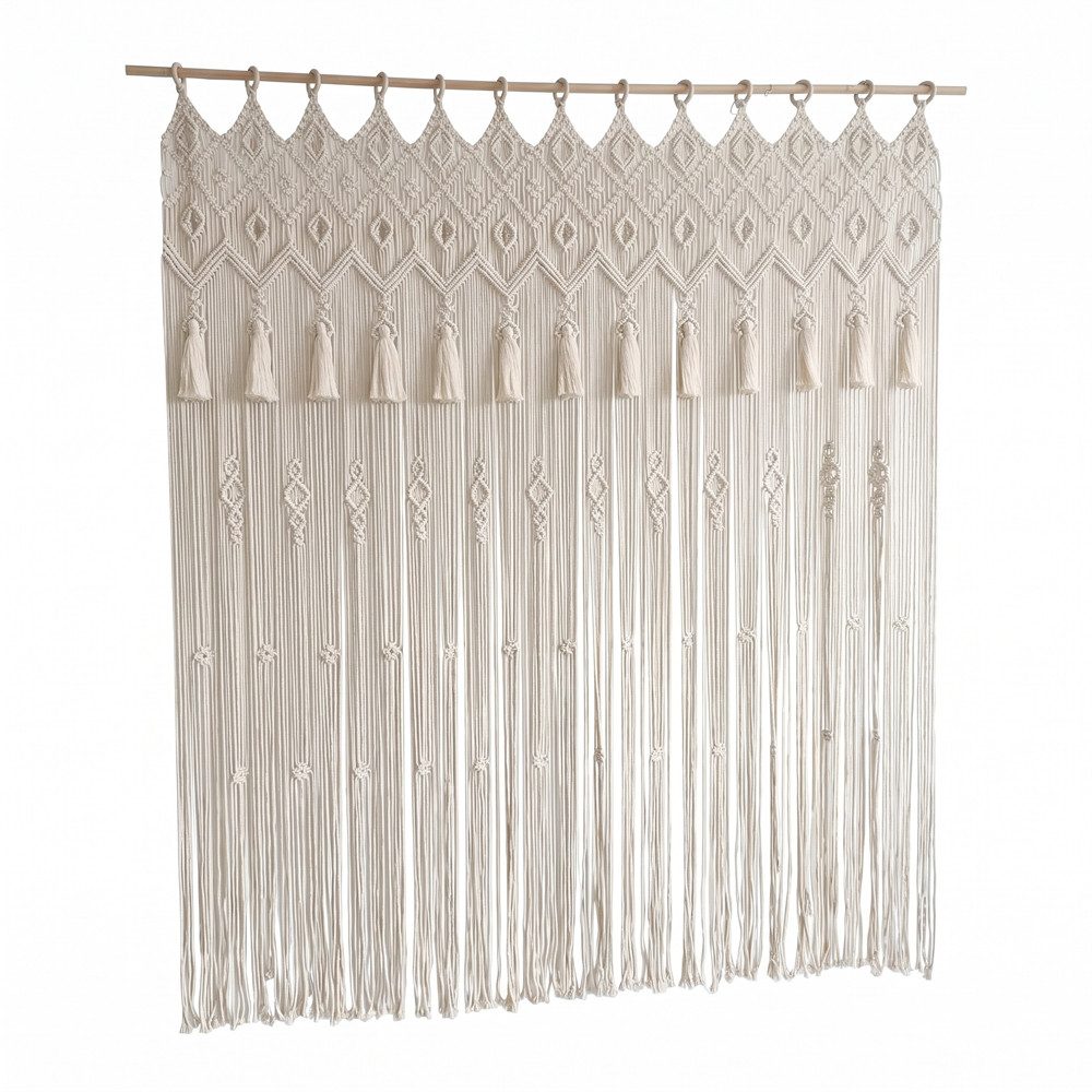 Diwzbyn Türvorhang Makramee Boho Vorhang Türvorhang Fenstervorhang als Raumtrenner (1 St), Wandbehang & Deko beige, für Traubogen, Hochzeit, Wohnzimmer
