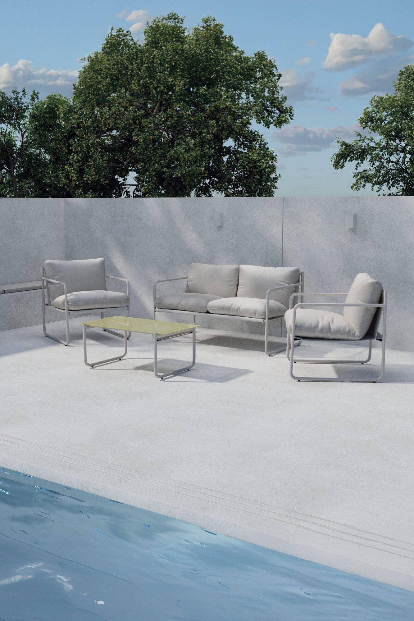 Venture Home Gartenlounge-Set Thassos, großzügiges Outdoor-Set für hohen Sitzkomfort, (4-tlg), Loungemöbel mit Stoffbezug, angenehm, weich