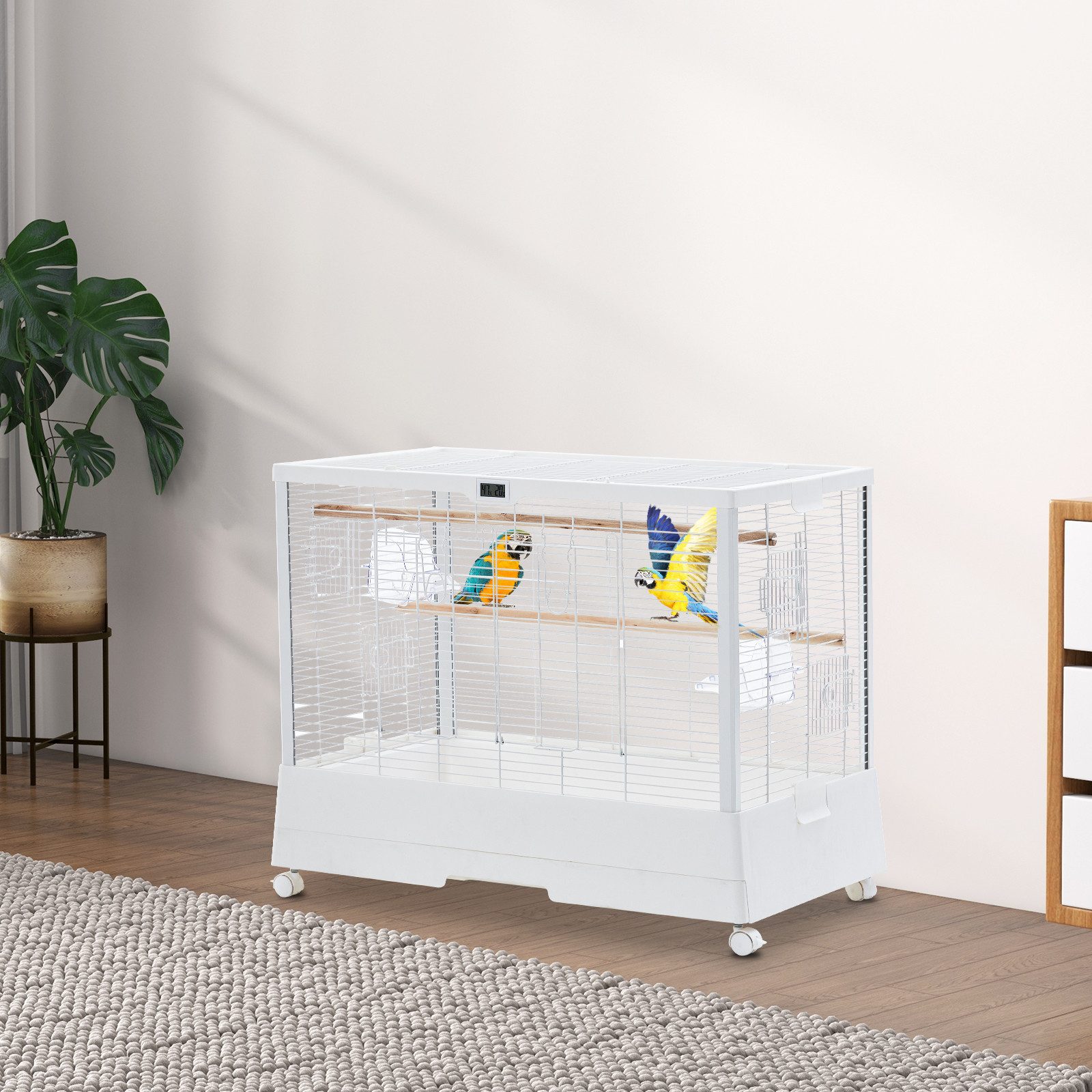 GarveeMore Vogelkäfig mit Rollen, großem Tür, Sitzstangen, herausnehmbare Wanne, aus Kohlenstoffstahl für Papageien, Sittiche, Wellensittiche