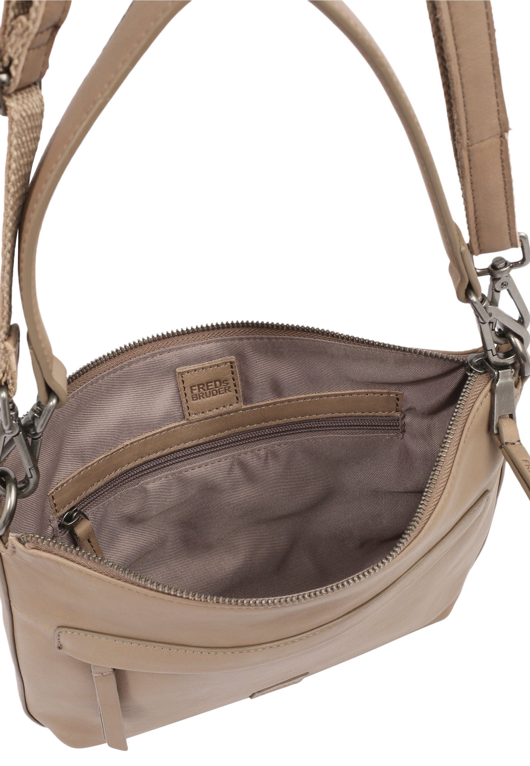 FREDsBRUDER Schultertasche PGL mit taupe Label-Applikationen MARISA SHOULDERBAG