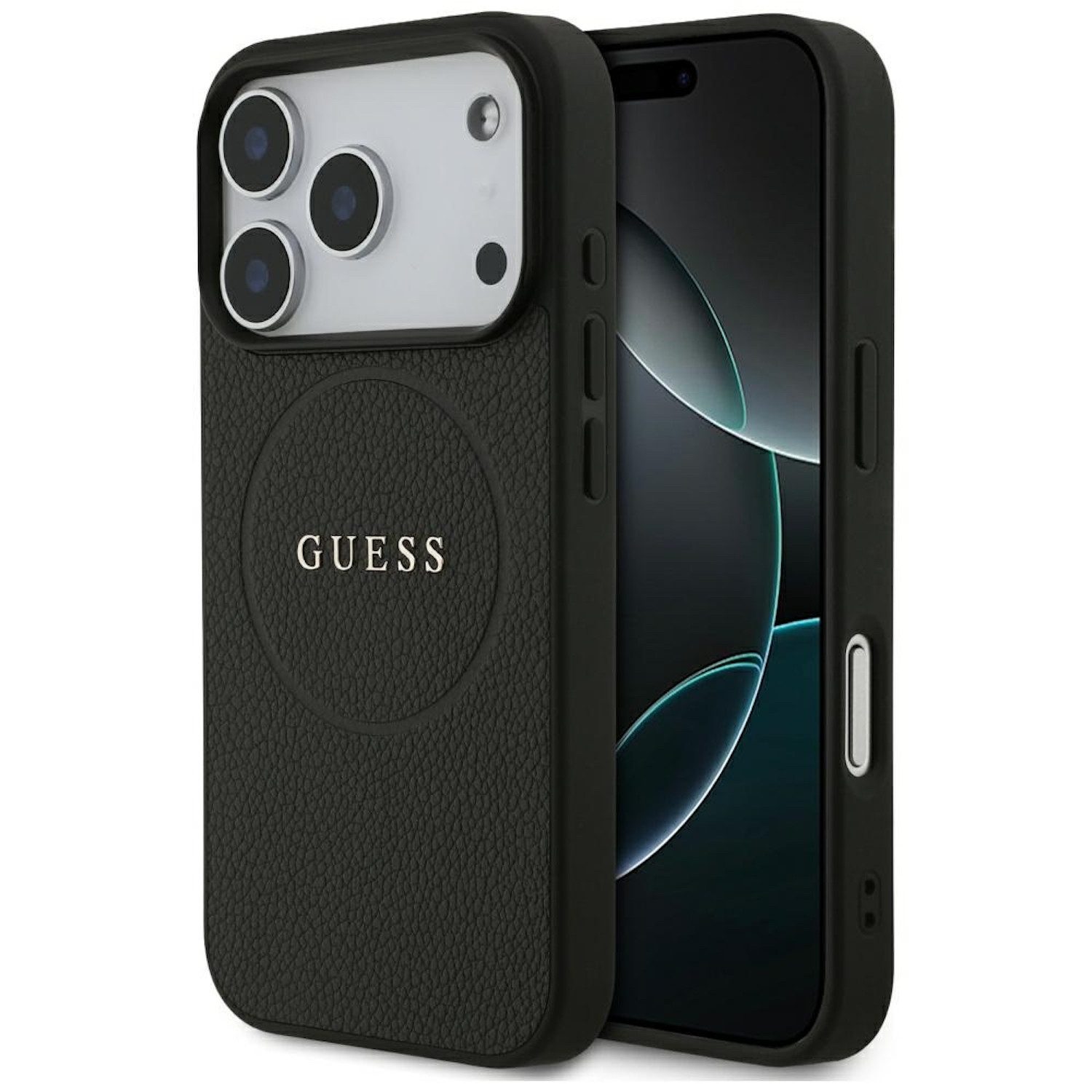 Guess Smartphone-Hülle GUESS Apple iPhone 17 Pro Hardcase Hülle Grained Ring MagSafe Schwarz