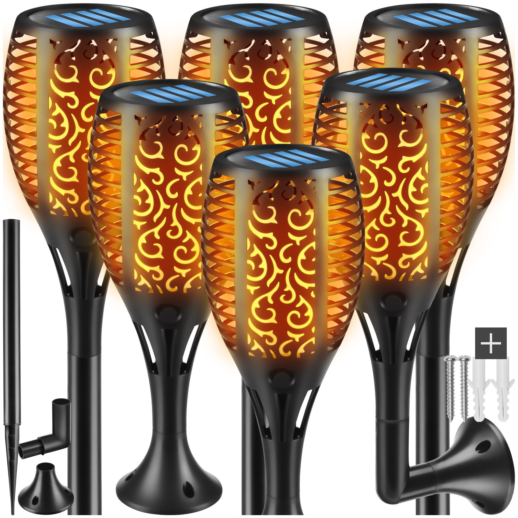 tectake LED Gartenstrahler 6er Set Solarleuchten, Einschaltautomatik bei Dä günstig online kaufen