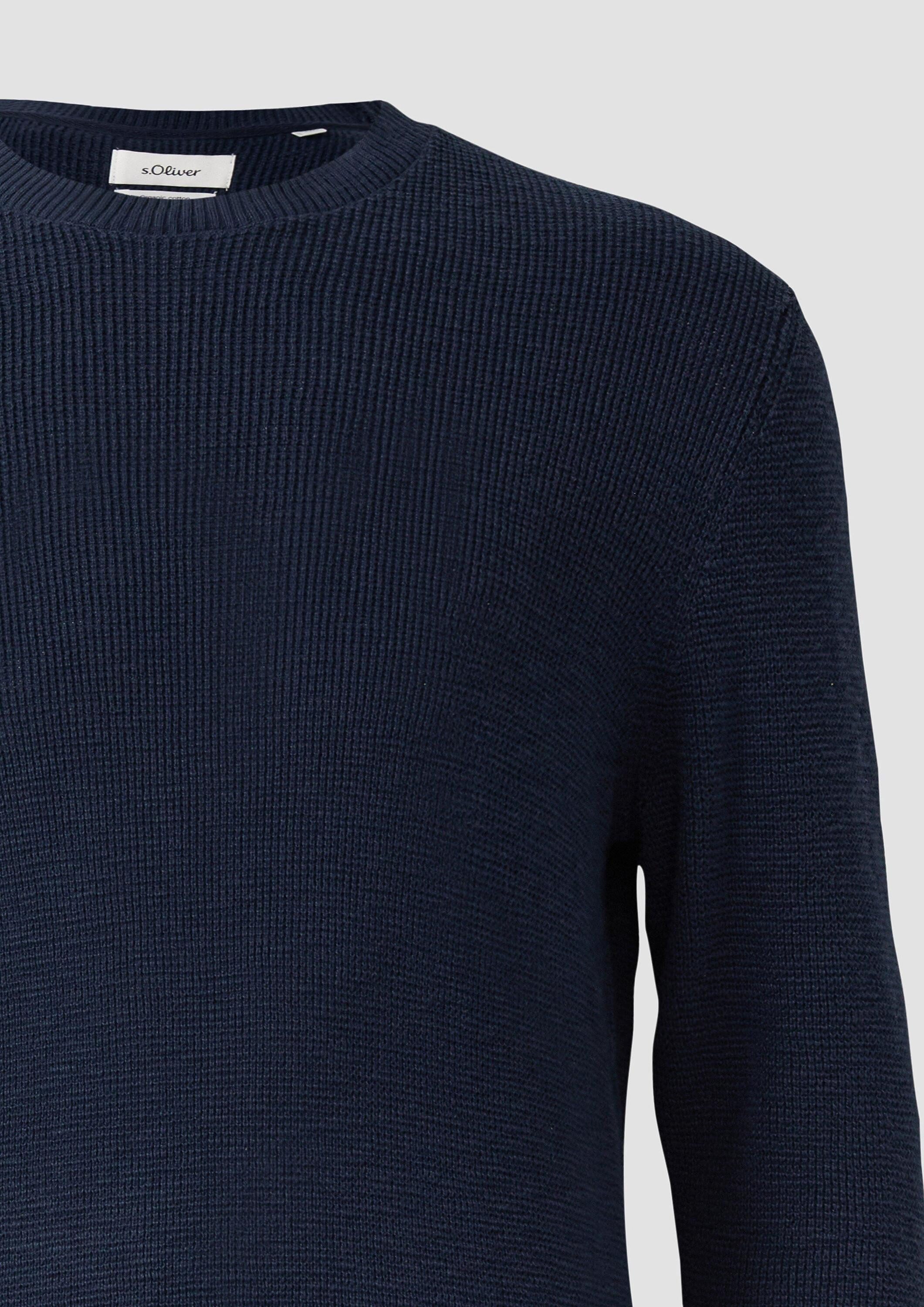 s.Oliver Longpullover Strickpullover Strickpullover mit Crew Neck und Strukturmuster