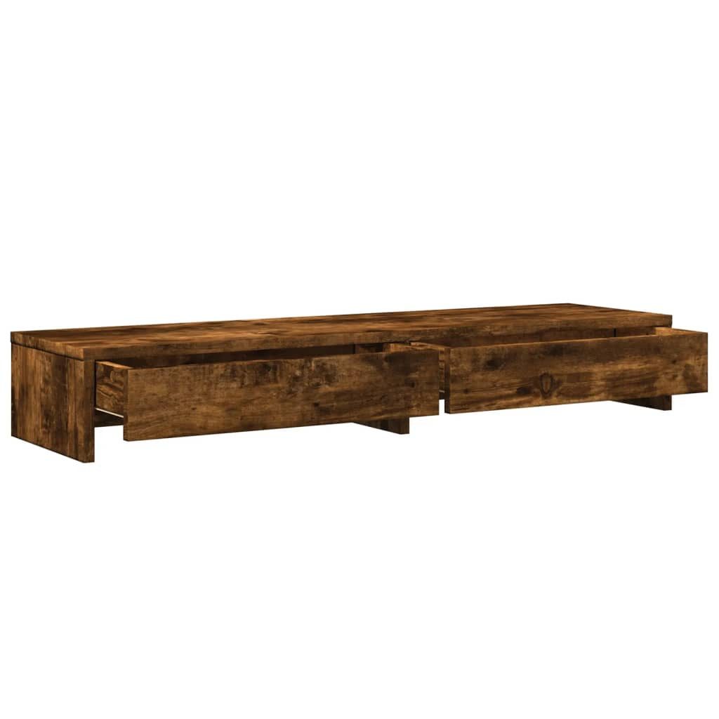 vidaXL Monitorständer Monitorständer mit Schubladen Räuchereiche 100x27x15 cm – Bild 5 von 5