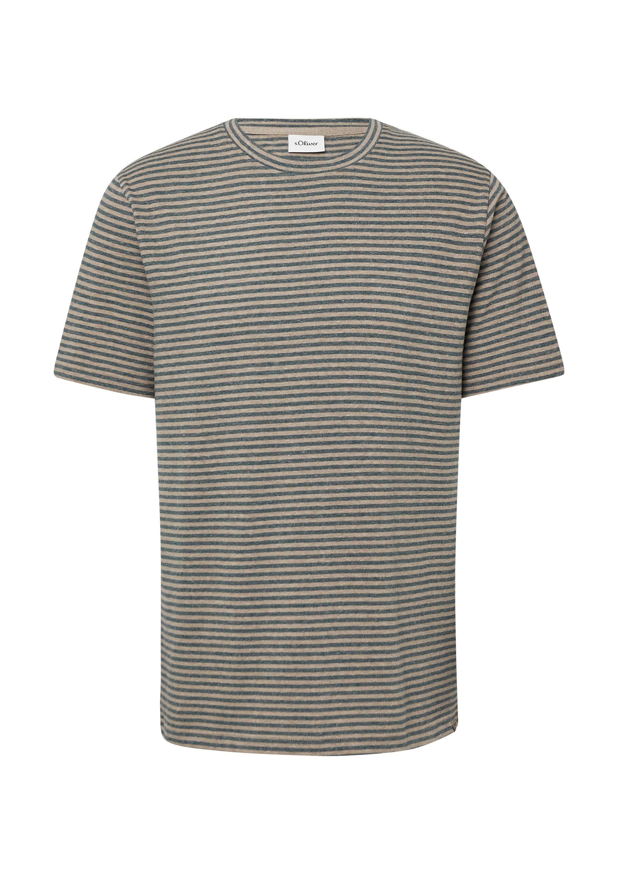s.Oliver Kurzarmshirt T-Shirt Meliertes Ringel-Shirt mit Crew Neck günstig online kaufen