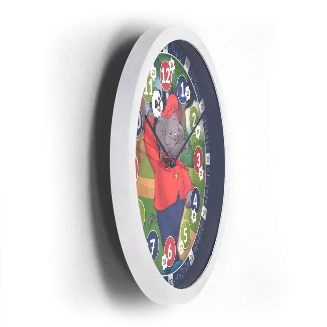 K&L Wall Art Wanduhr Benjamin Blümchen Wanduhr Kinder Lernuhr Kinderzimmer günstig online kaufen
