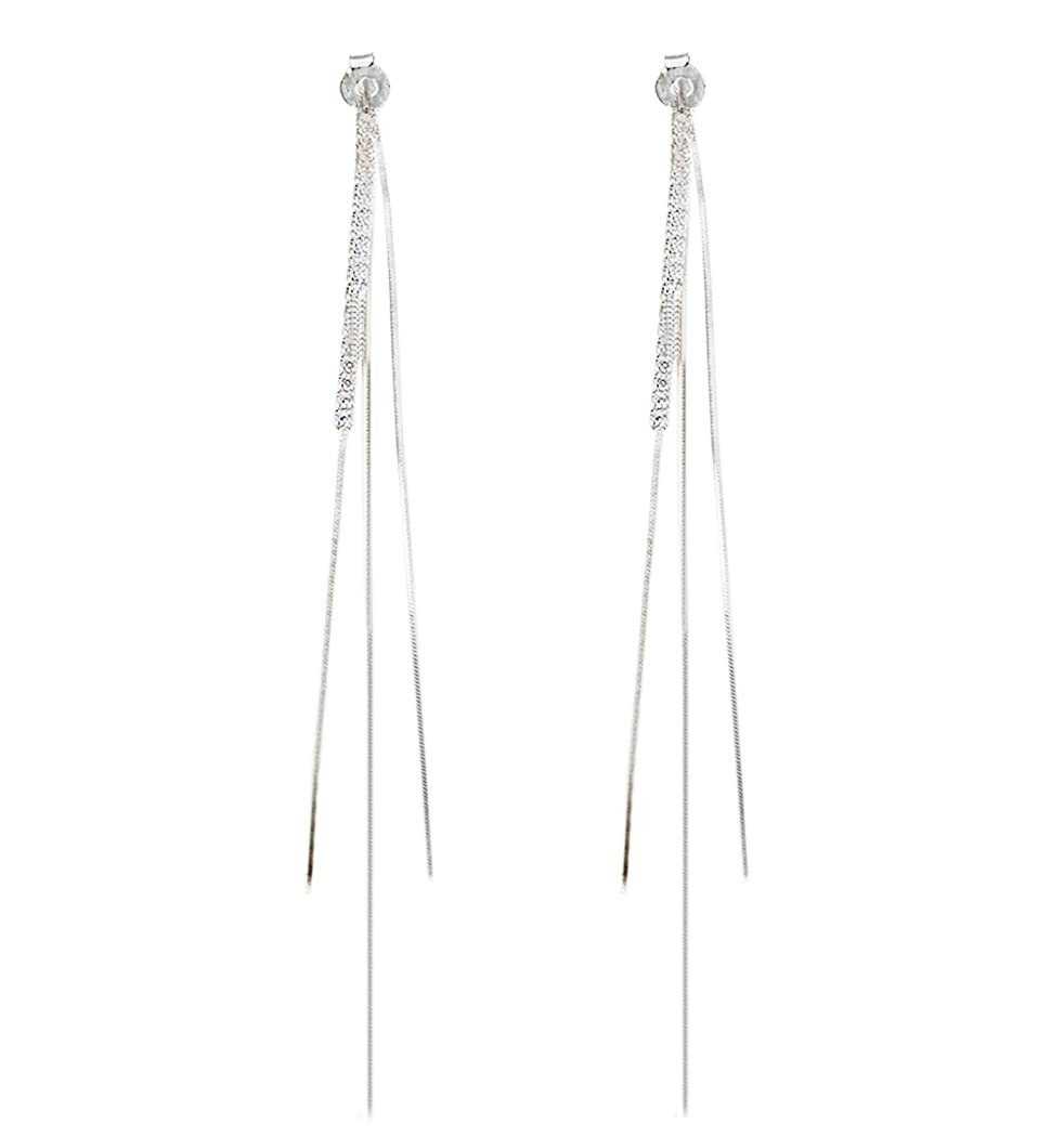 POCHUMIDUU Paar Ohrhänger 925 Sterling Silber Tropfenkette Ohrringe Quaste (2-tlg), für Frauen Mädchen Lange Kette Ohrringe Schlangenkette Rücken silbrig