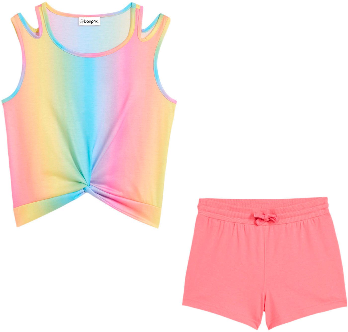 bonprix Shorts (Set, 2-tlg) aus Polyester und Baumwolle, Regular Fit, mit Farbverlauf