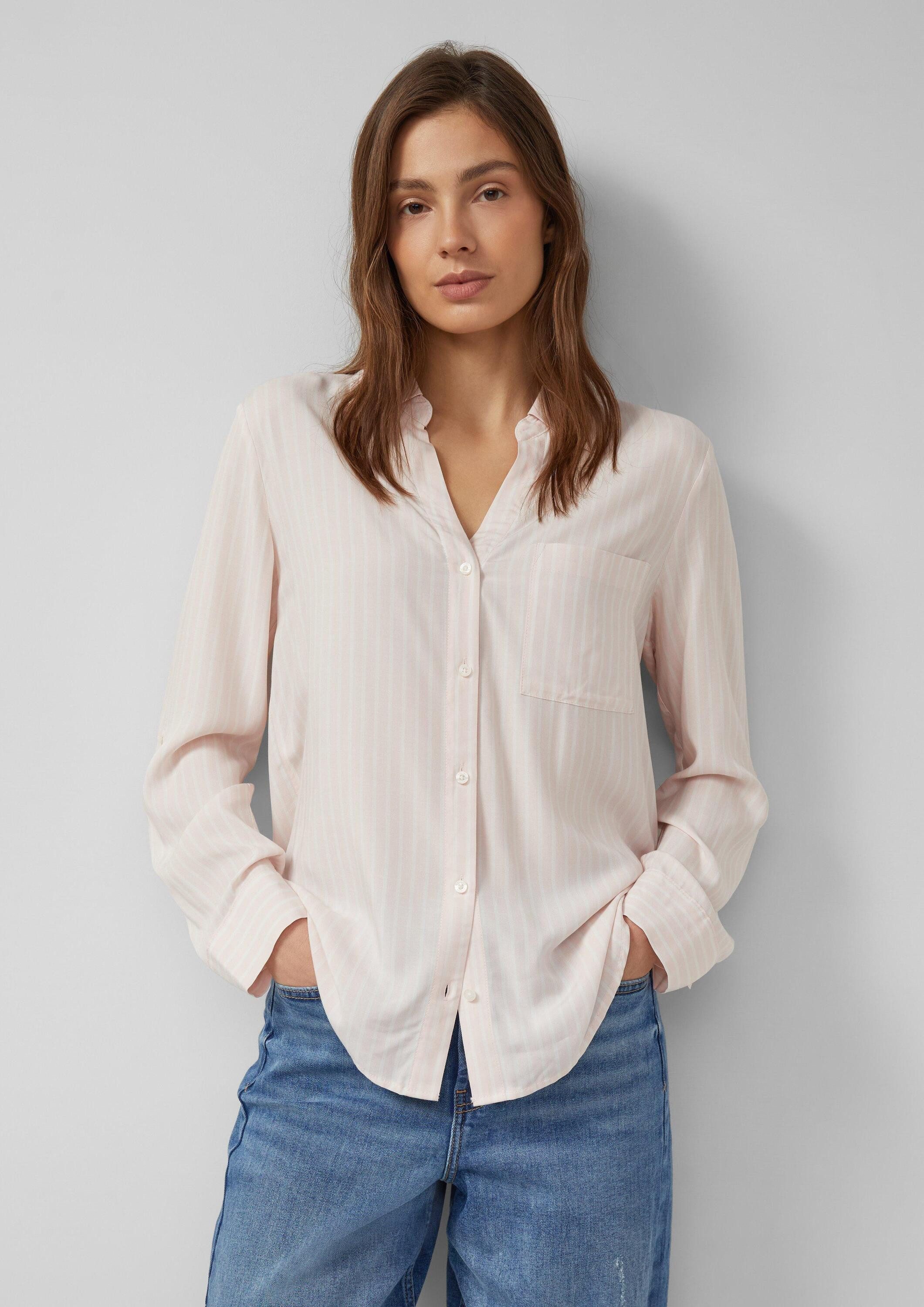 s.Oliver Langarmbluse Bluse Fließende Streifenbluse aus Viskose mit Turn-up