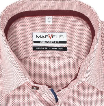 MARVELIS Businesshemd Businesshemd - Comfort Fit - Langarm - Muster - Rot